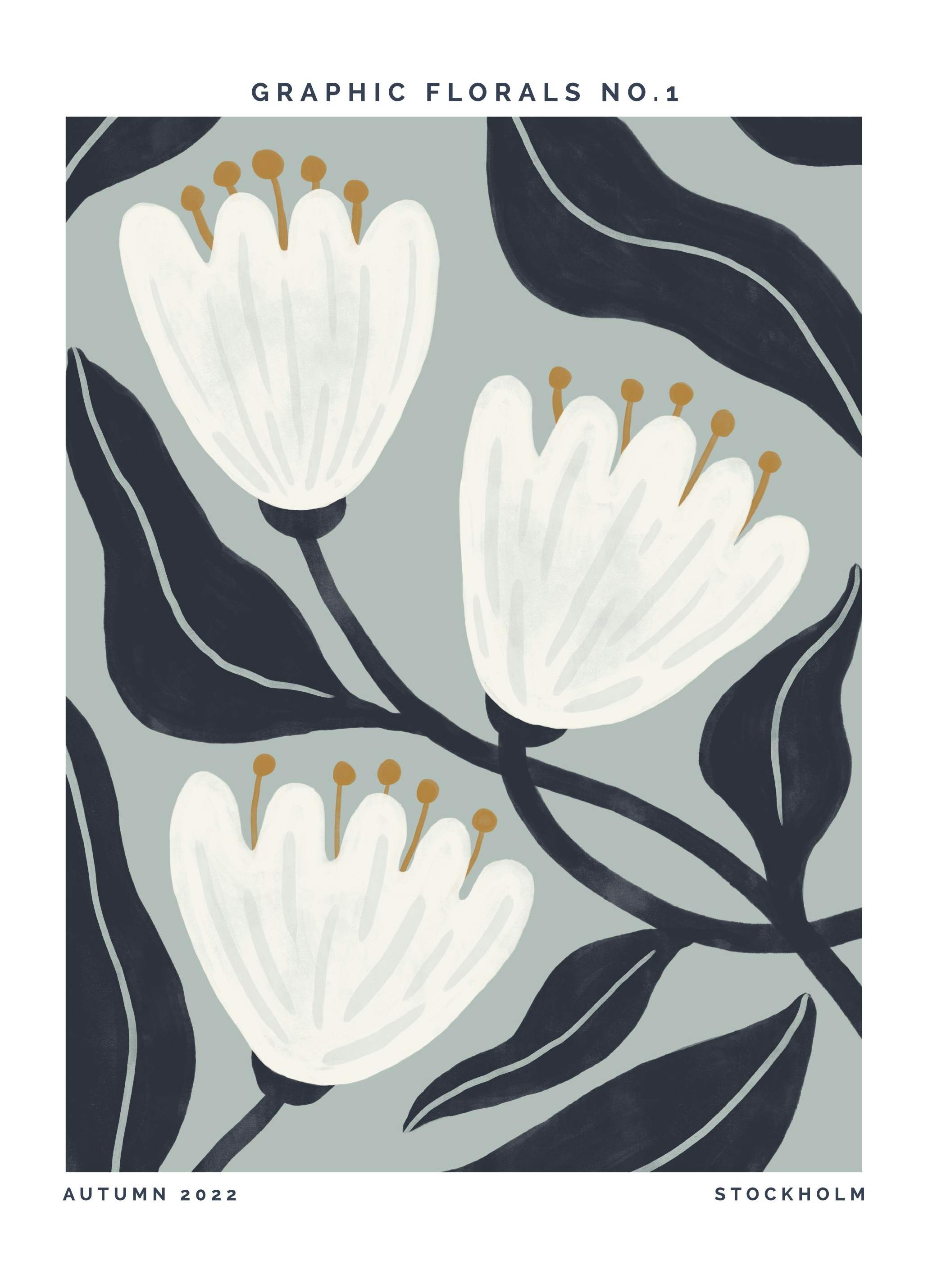 Graphic Florals No1 Print (50x70 cm)