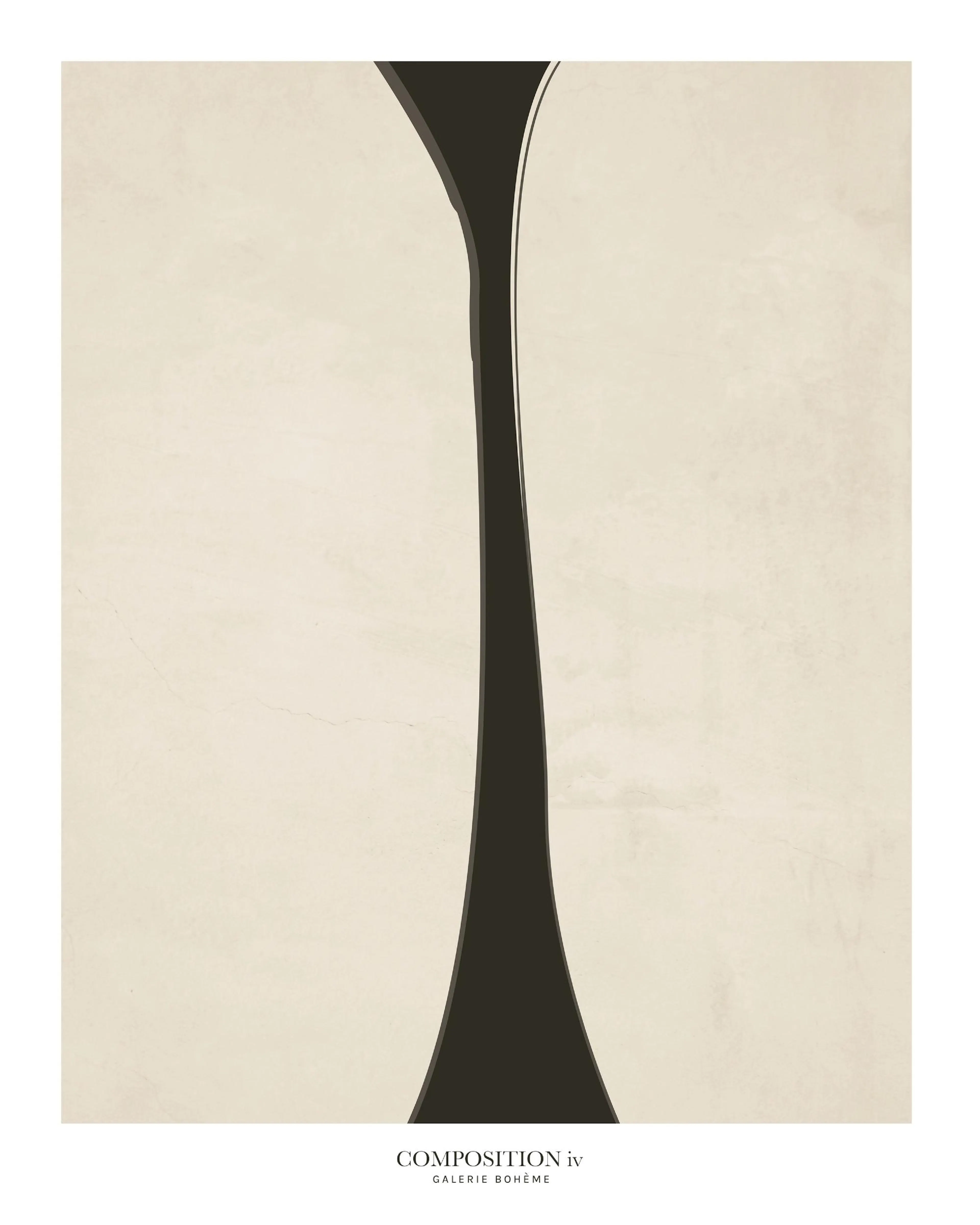 Composition iv print with two beige ovals on a black background, forming an elegant and timeless design poster.