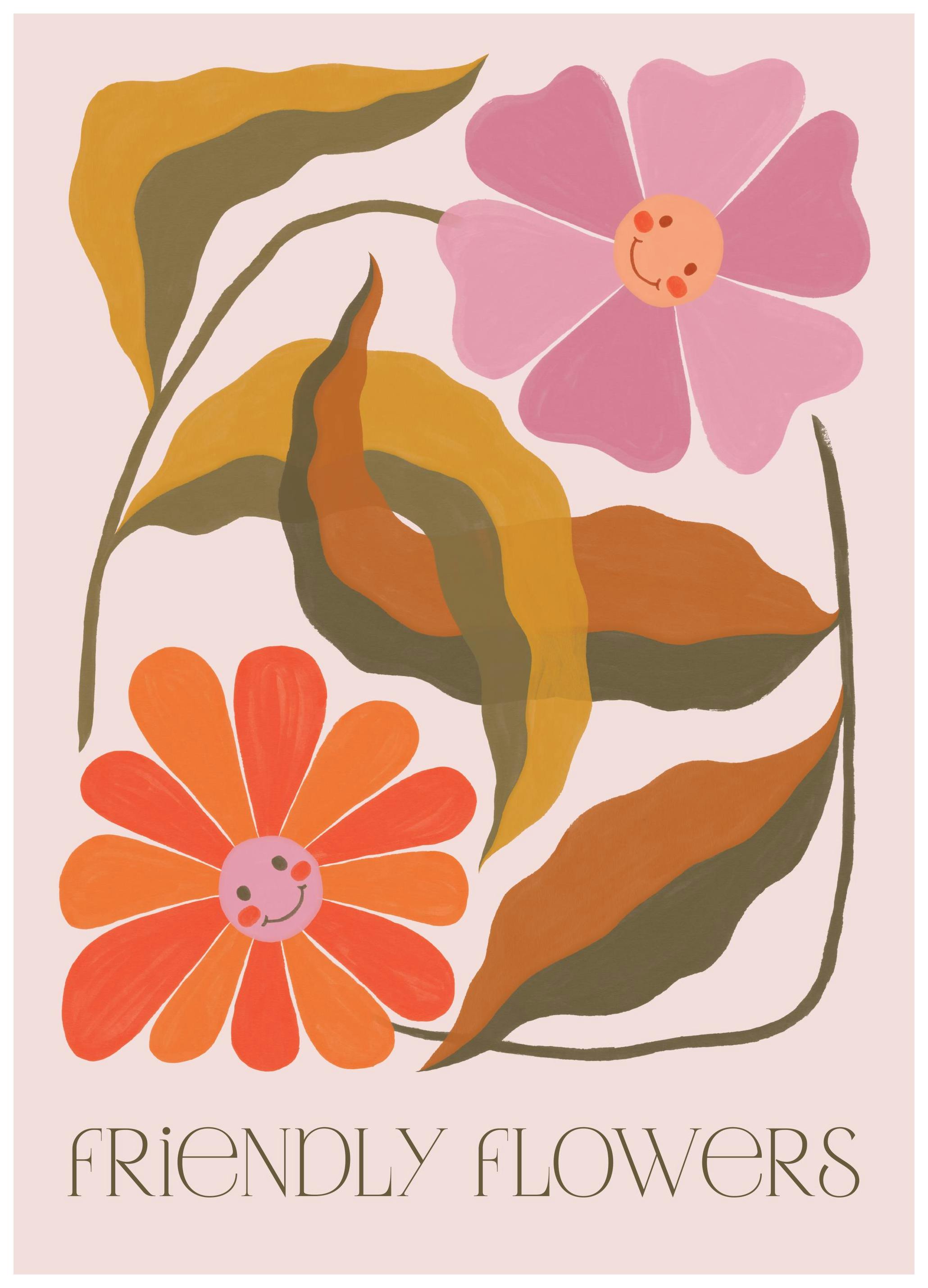 Friendly Flowers Poster Plakat (21x30 cm)-Plakaty