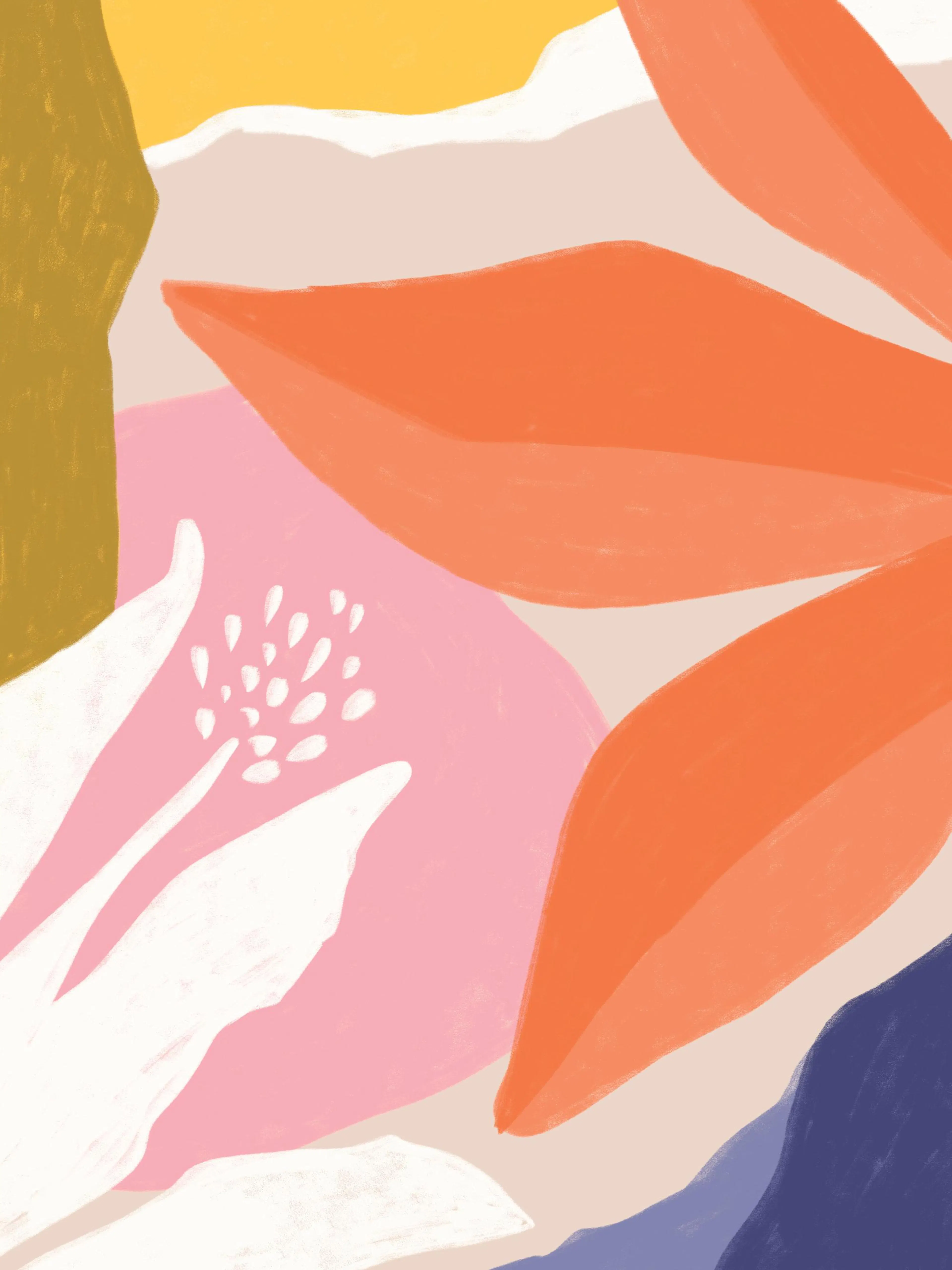 Affiche abstraite et colorée de fleurs graphiques aux couleurs vives