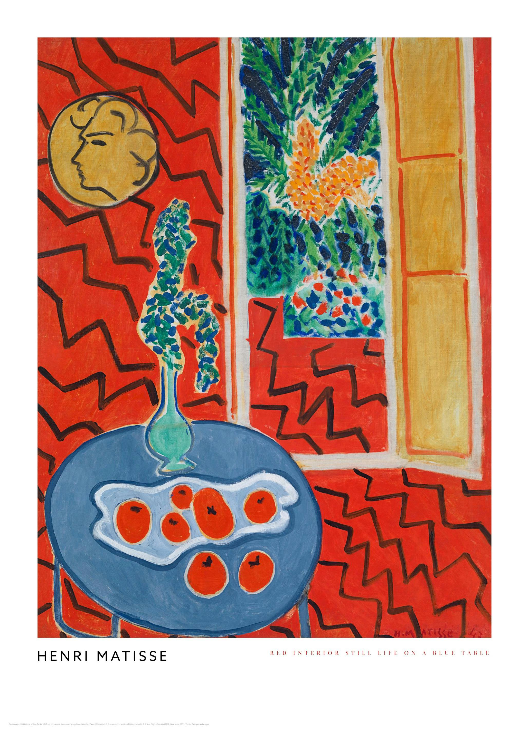 Matisse - Red Interior, Still Life on a Blue Table Print (30x40 cm)