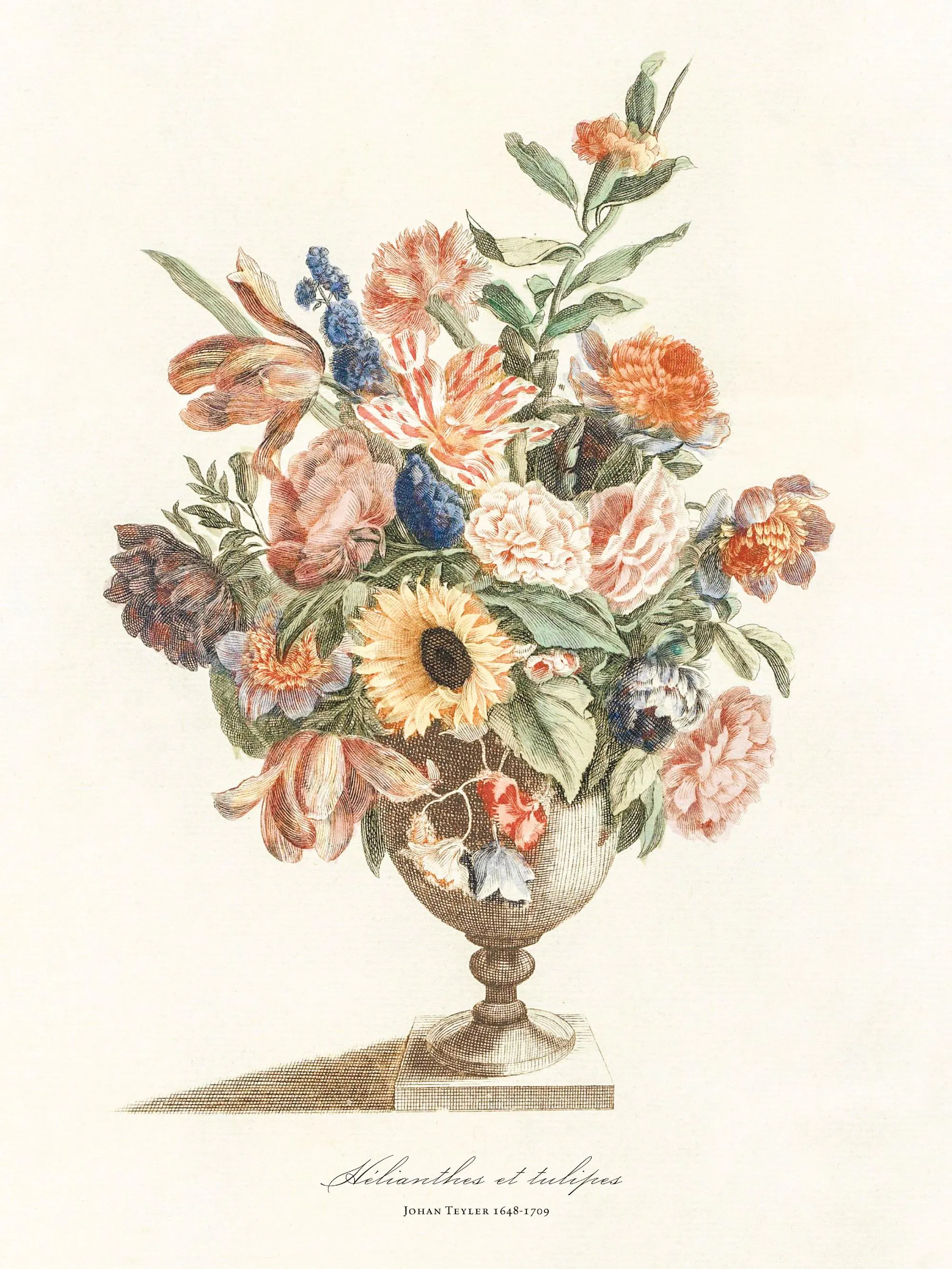 Vintage Blumenposter – Bunter Strauß in Vase
