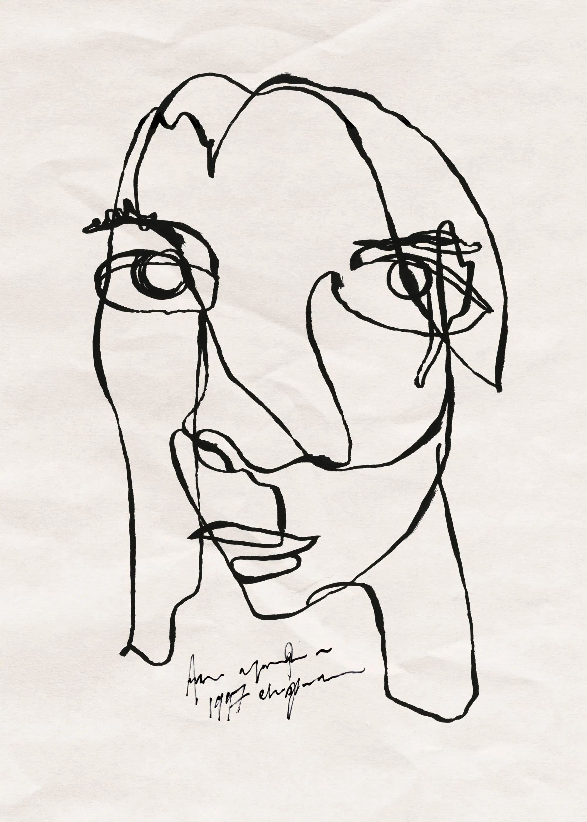 Protrait Line Poster med line art-porträtt – Portrait Sketch No1 | Desenio
