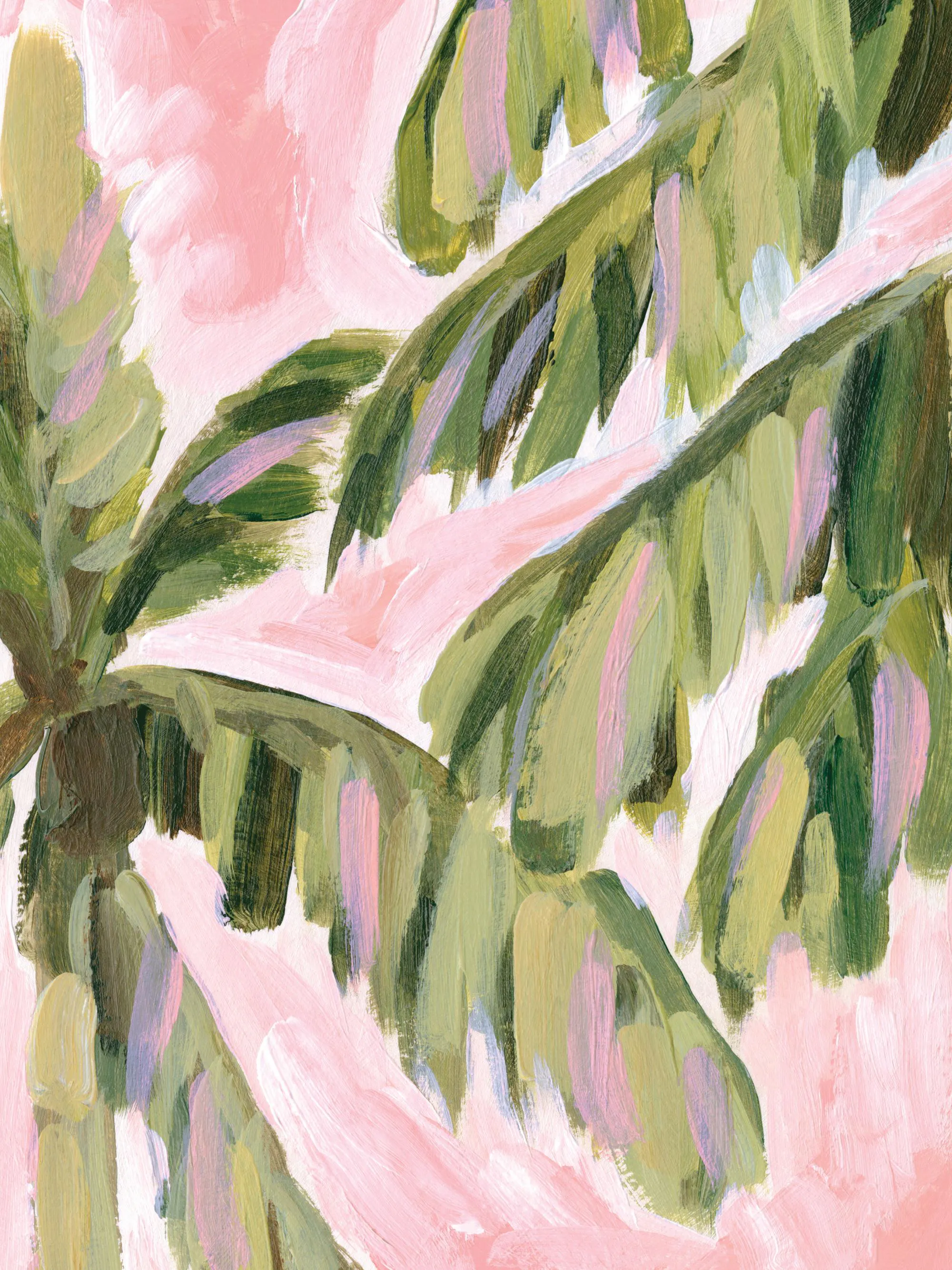 Swaying Palms Poster – Tropisches Palmenbild in Grün und Rosa