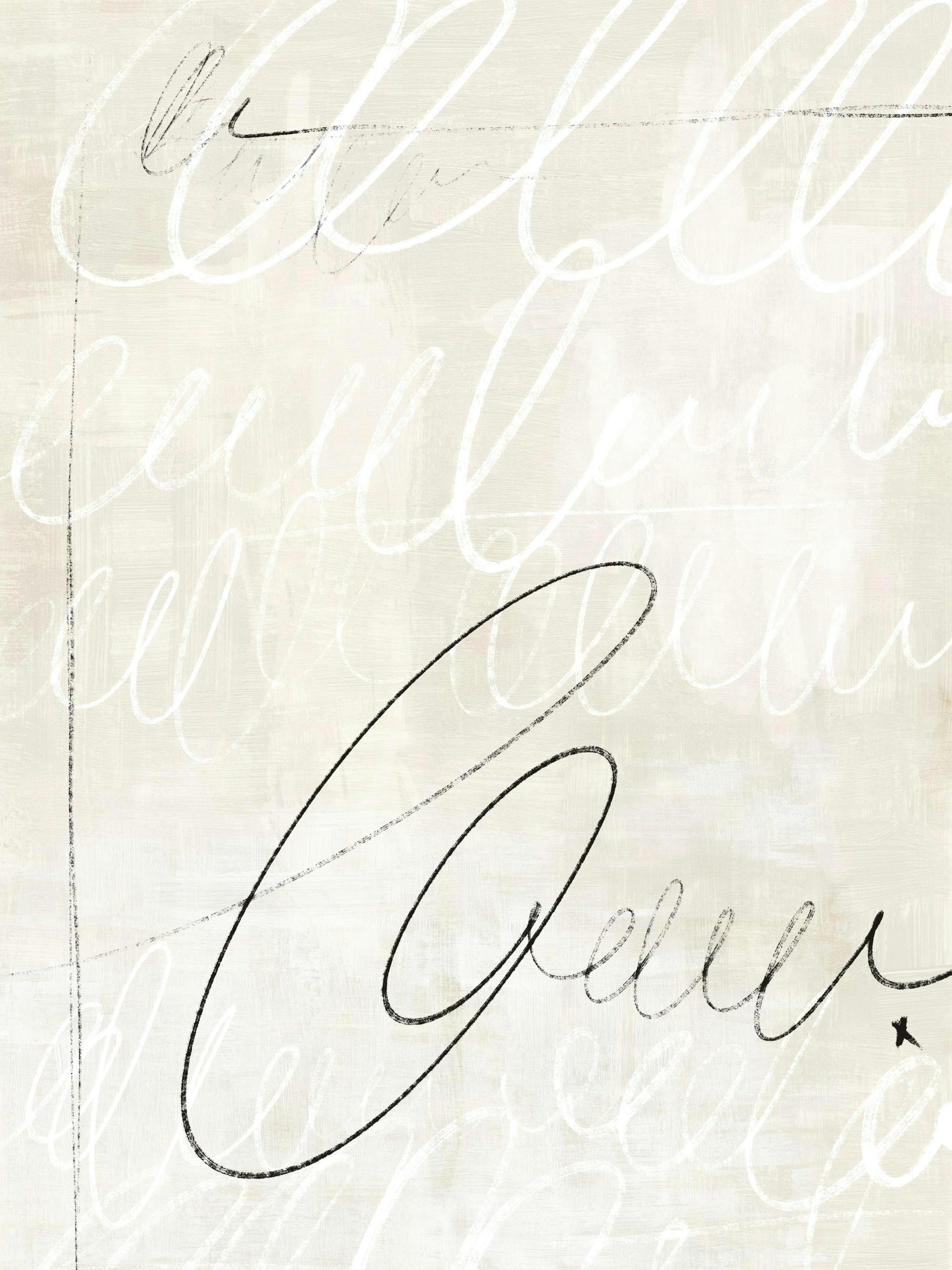Póster de bocetos abstractos con escritura en beige, líneas blancas y negras, estilo moderno.