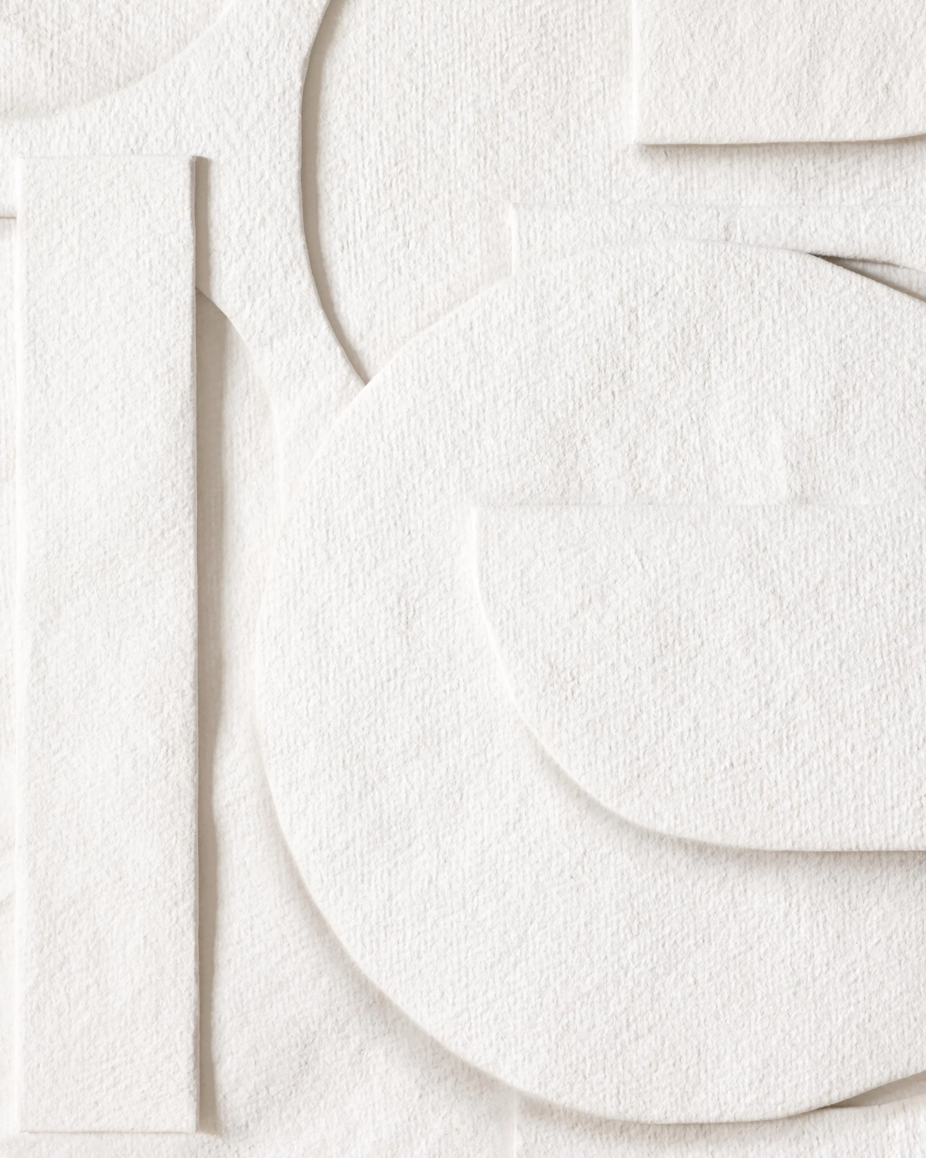 Paper Cut-Outs print poster with white circular and linear shapes creating a 3D illusion art print.
