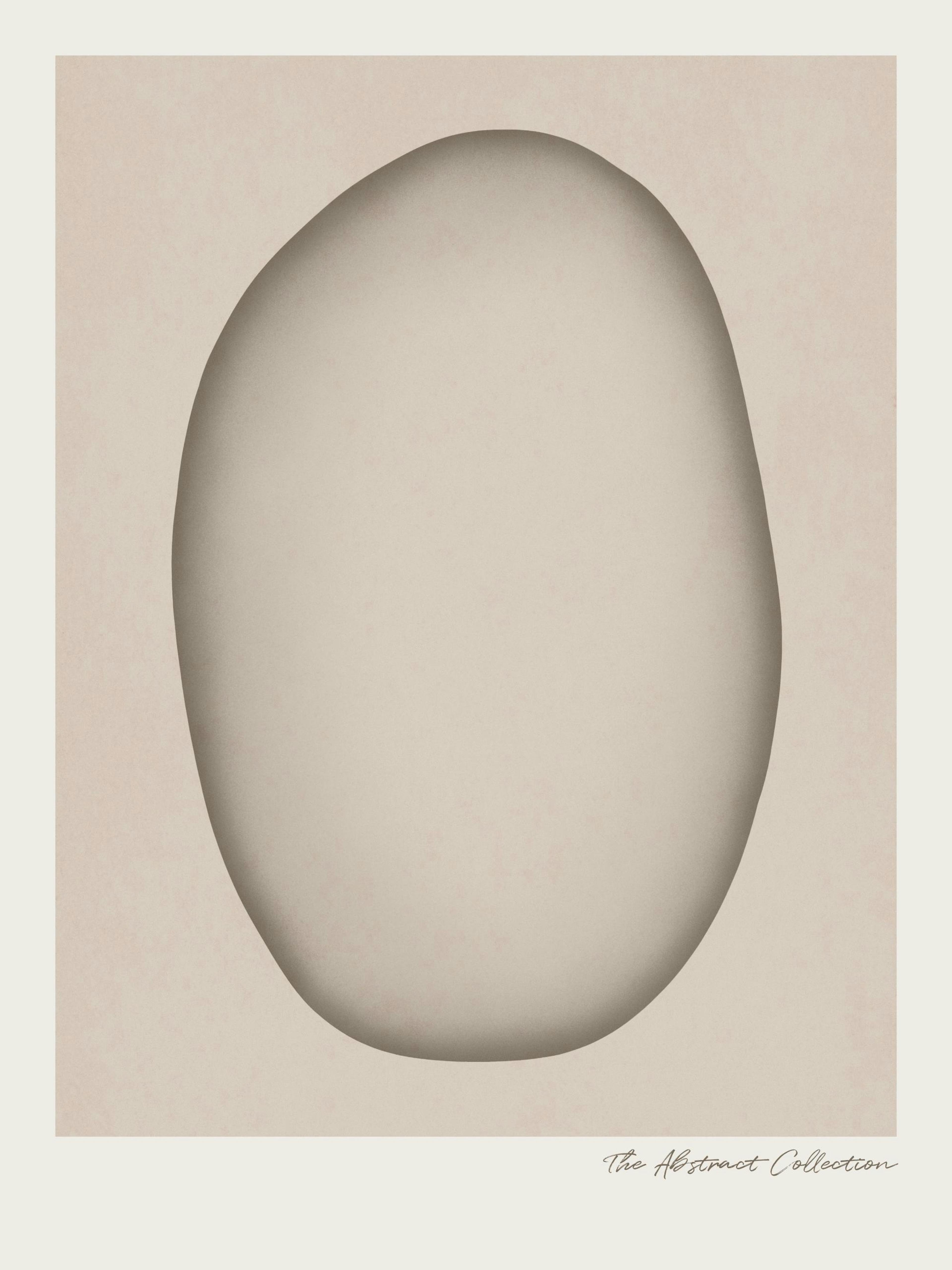Beige gradient oval orb print, minimalist poster design