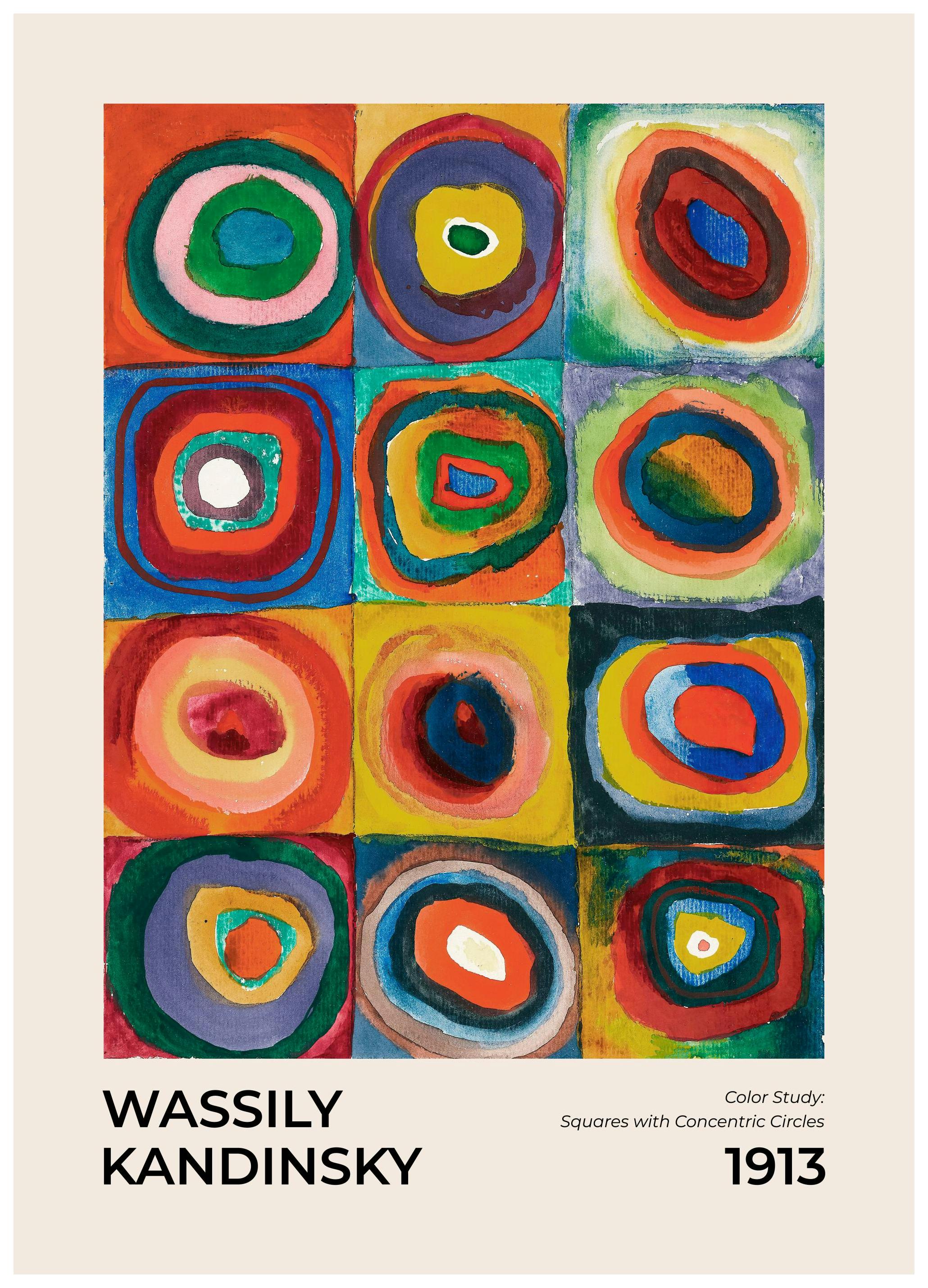 Kandinsky - Squares with Concentric Circles Poster (30x40 cm)