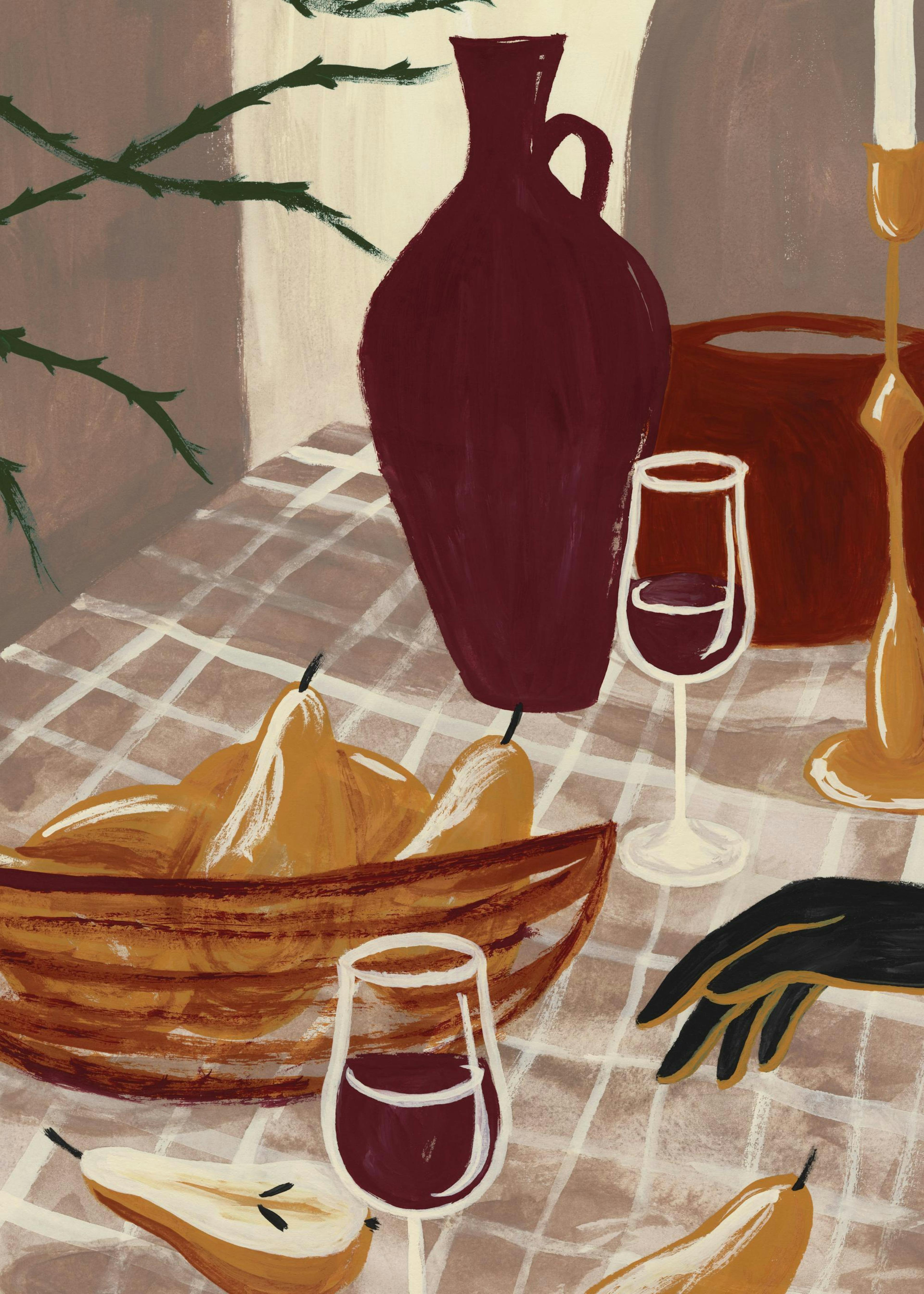 Wine & Pear Still Life Print 0