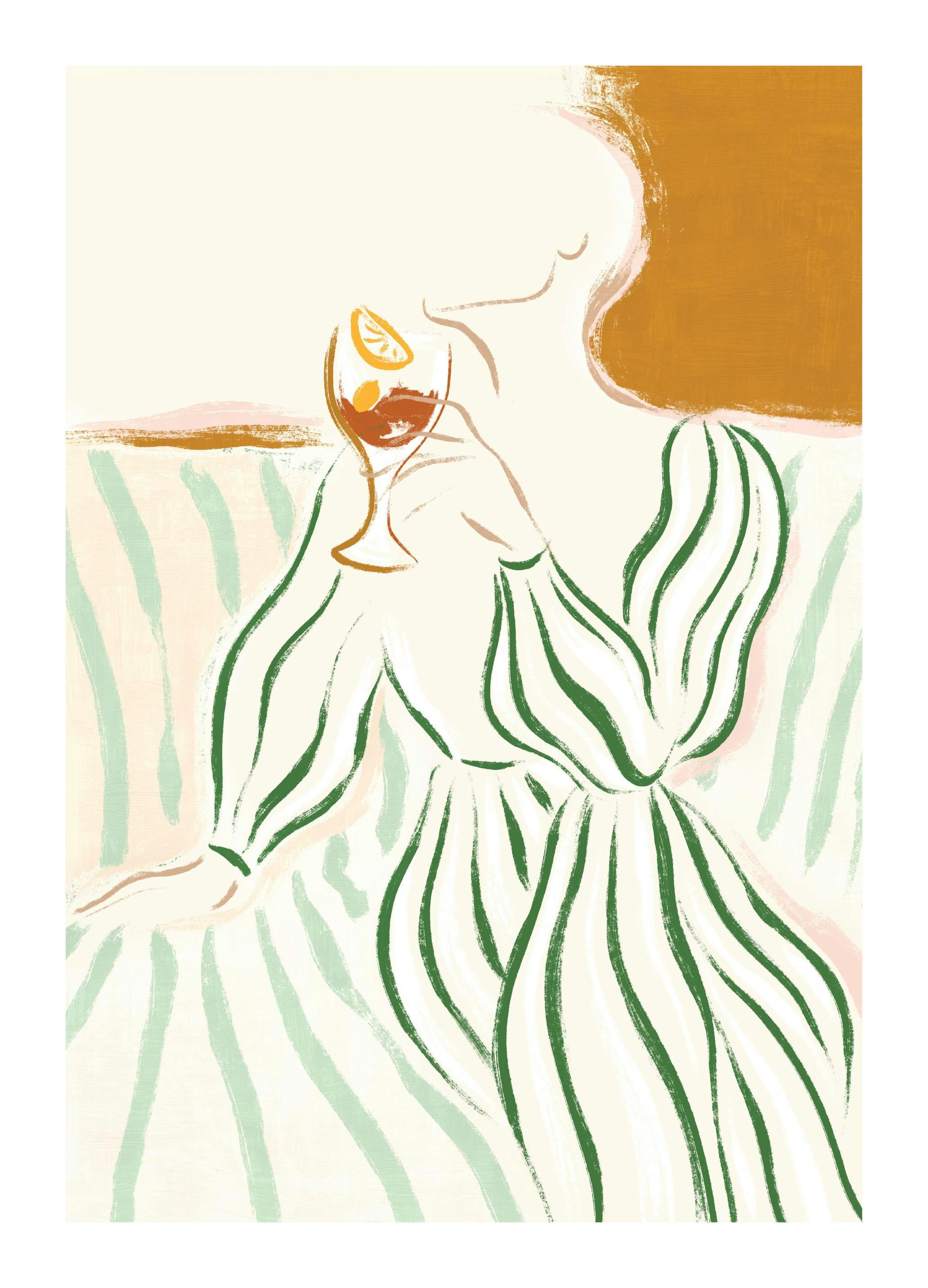 Green Striped Dress Plakat (30x40 cm) - Plakater > Kunstplakater