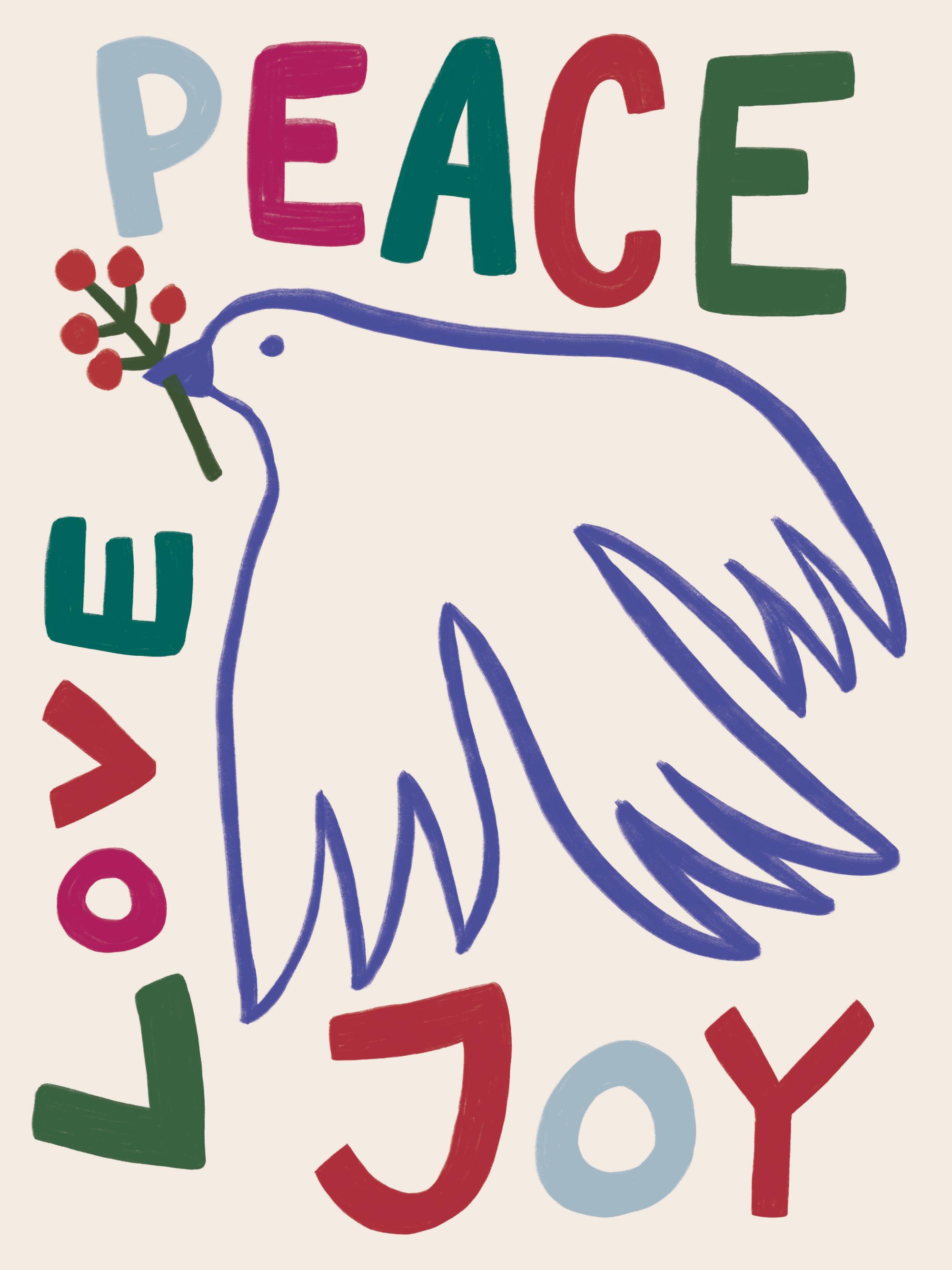 Peace Love Joy Print - Holiday Dove Poster | Desenio CA