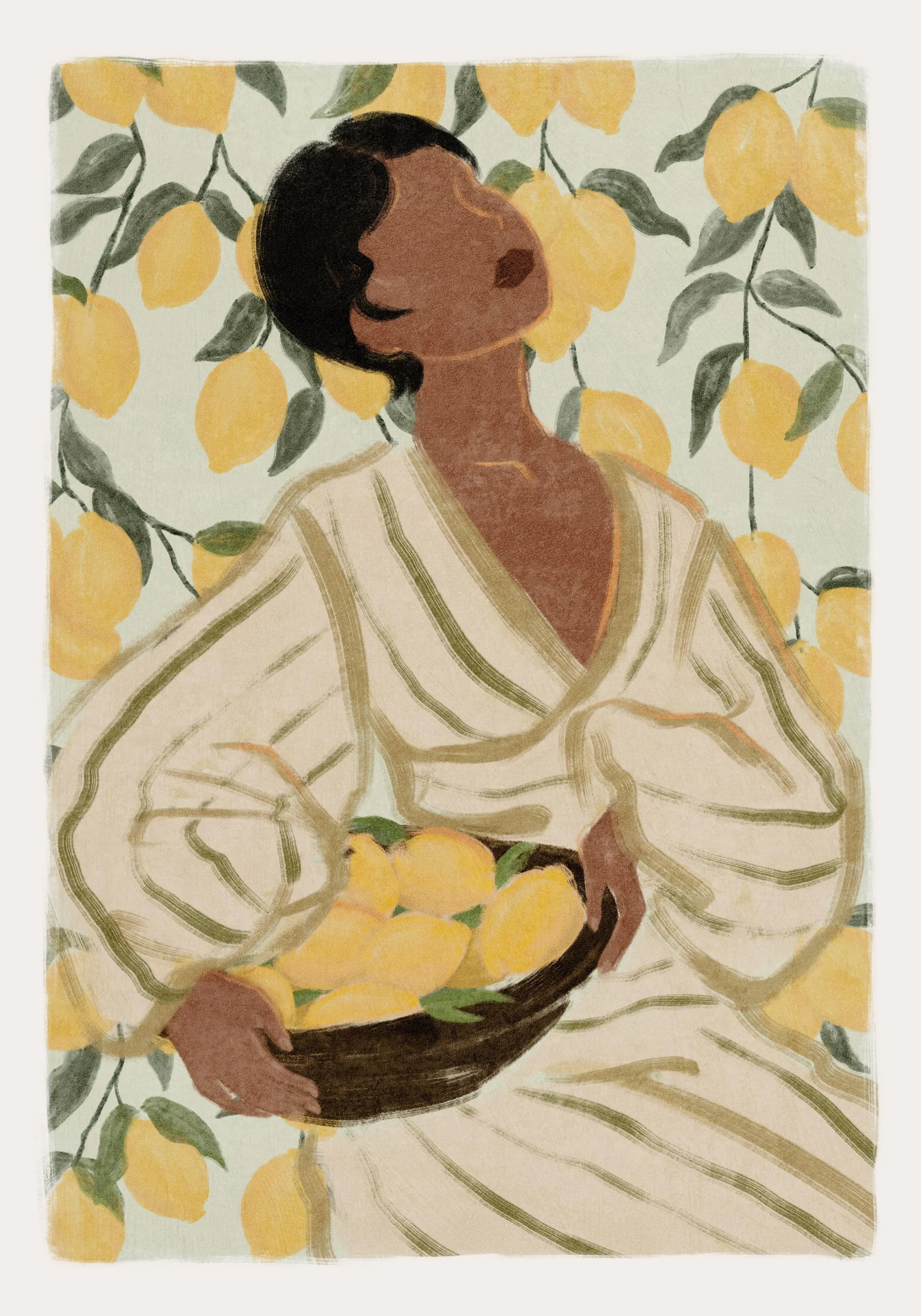 Woman in Citrus Garden Poster – Mediterrane Kunst