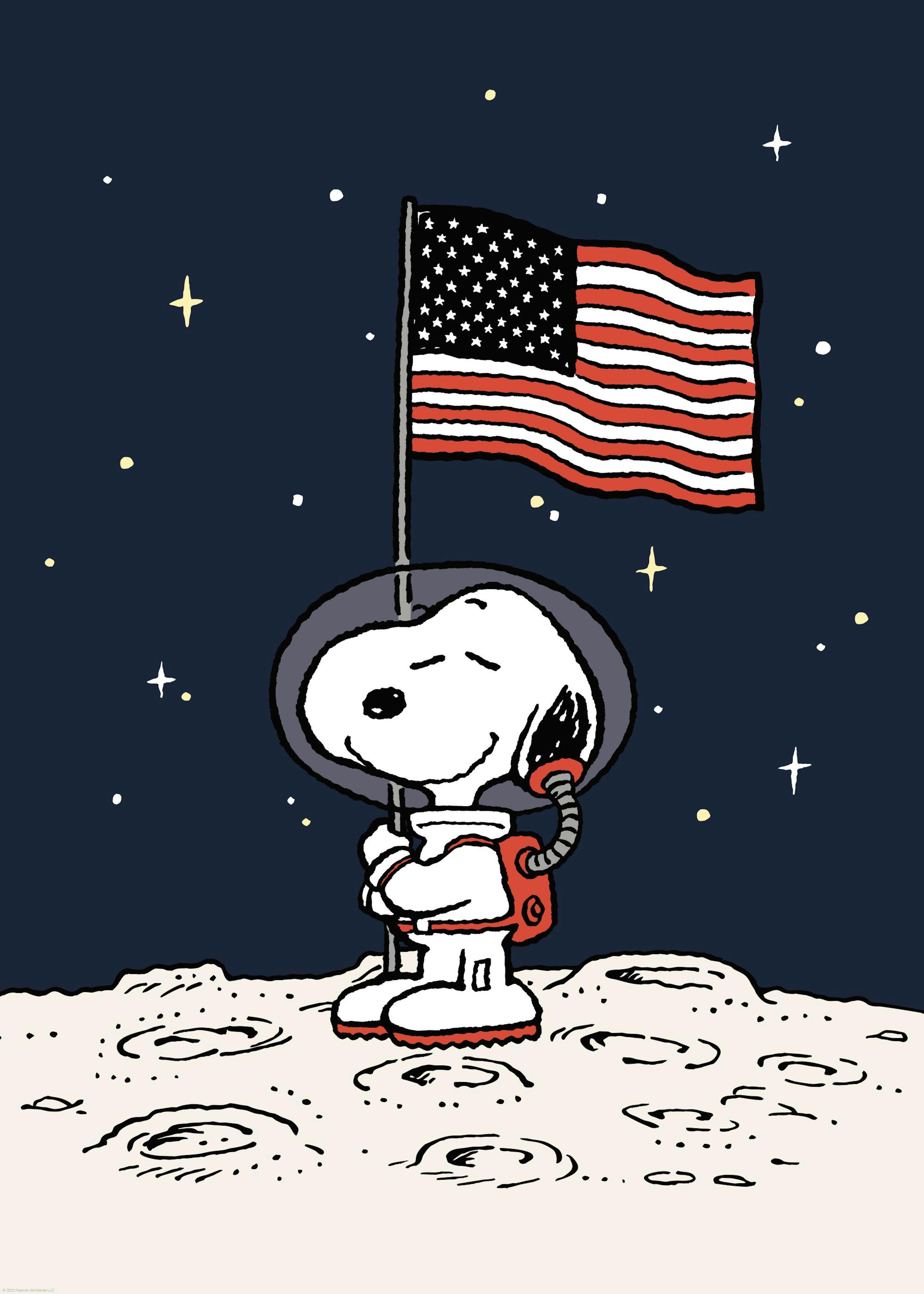 Snoopy Flag on the Moon Print 0