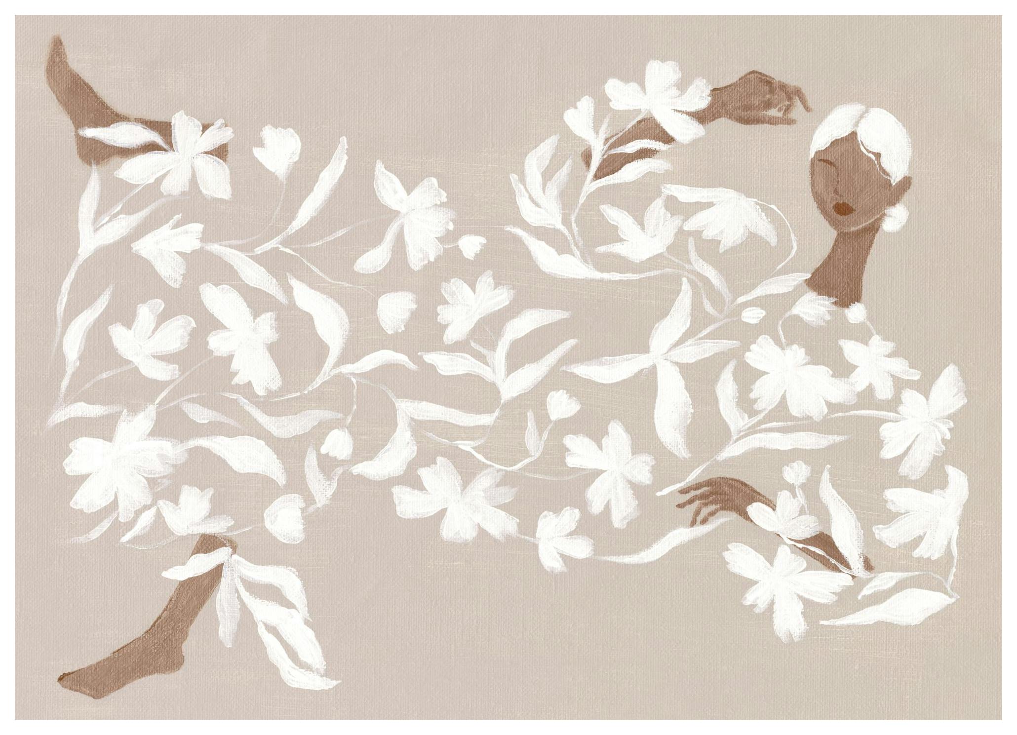 Lady in White Floral Dress Poster (100x150 cm)- Arte moderna