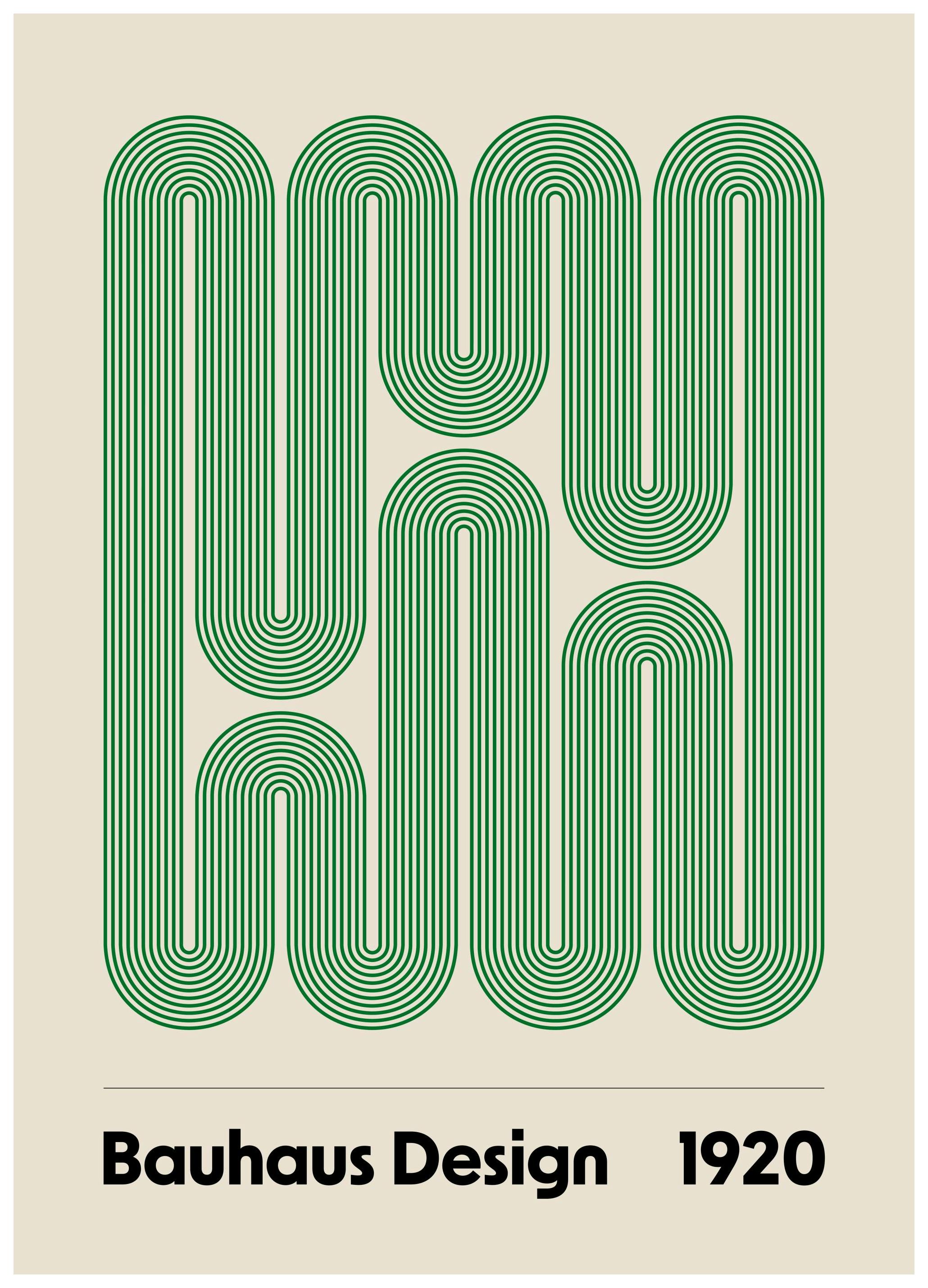 Bauhaus Design Swirls Affiche (40x50 cm) - Affiches art graphique