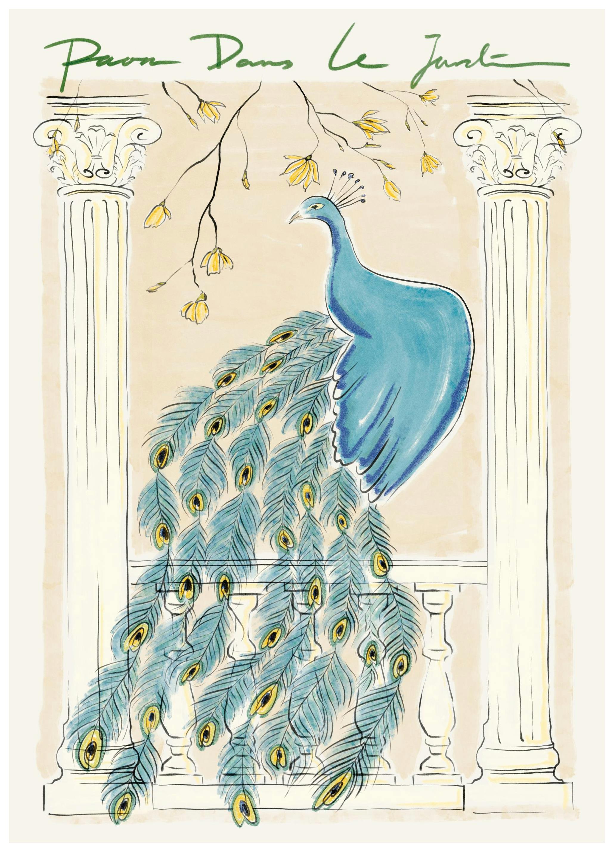 Peacock in the Garden Print (50x70 cm)