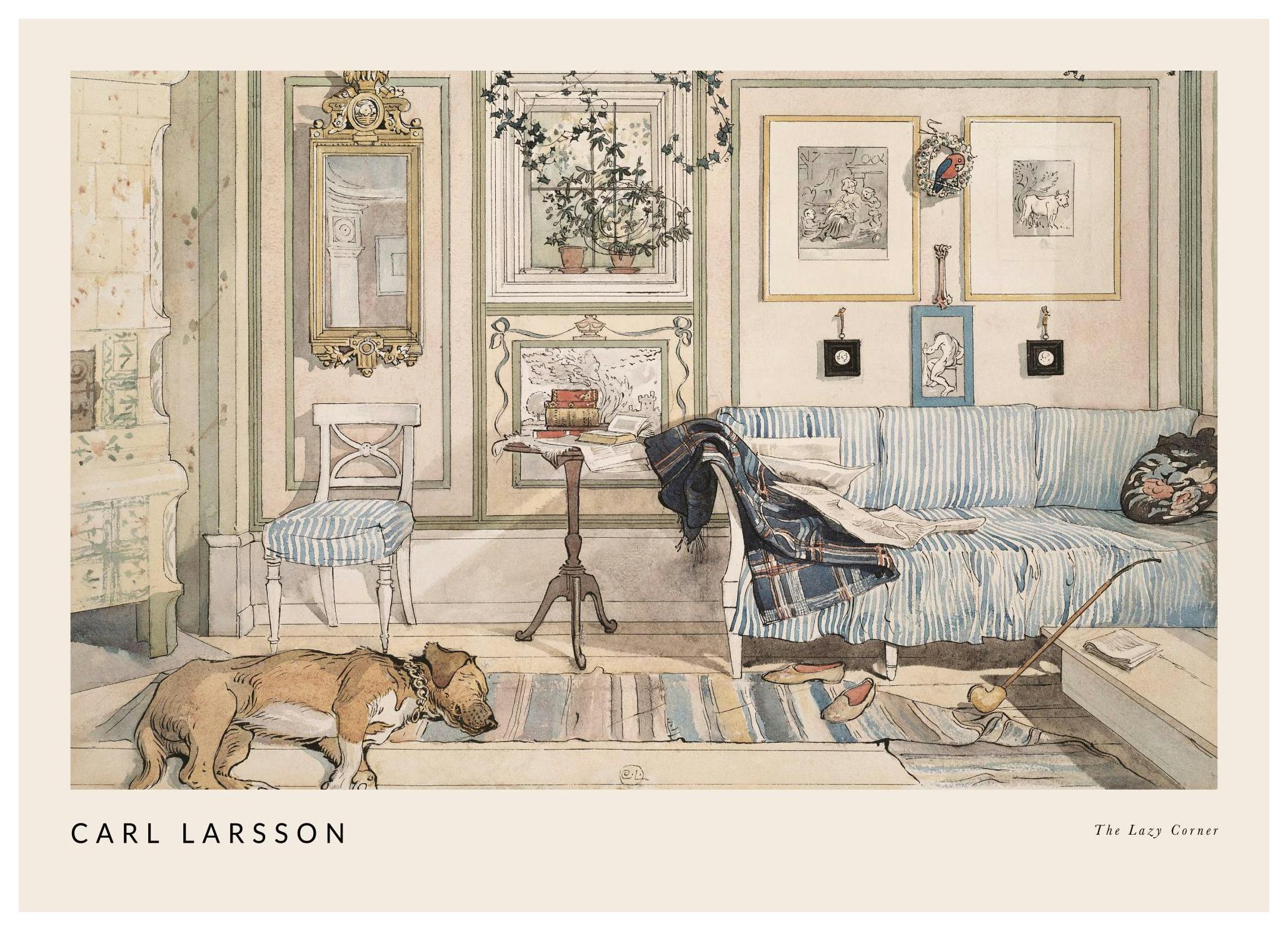 Carl Larsson - The Lazy Corner Affiche (50x70 cm)  Peintures de peintres célèbres