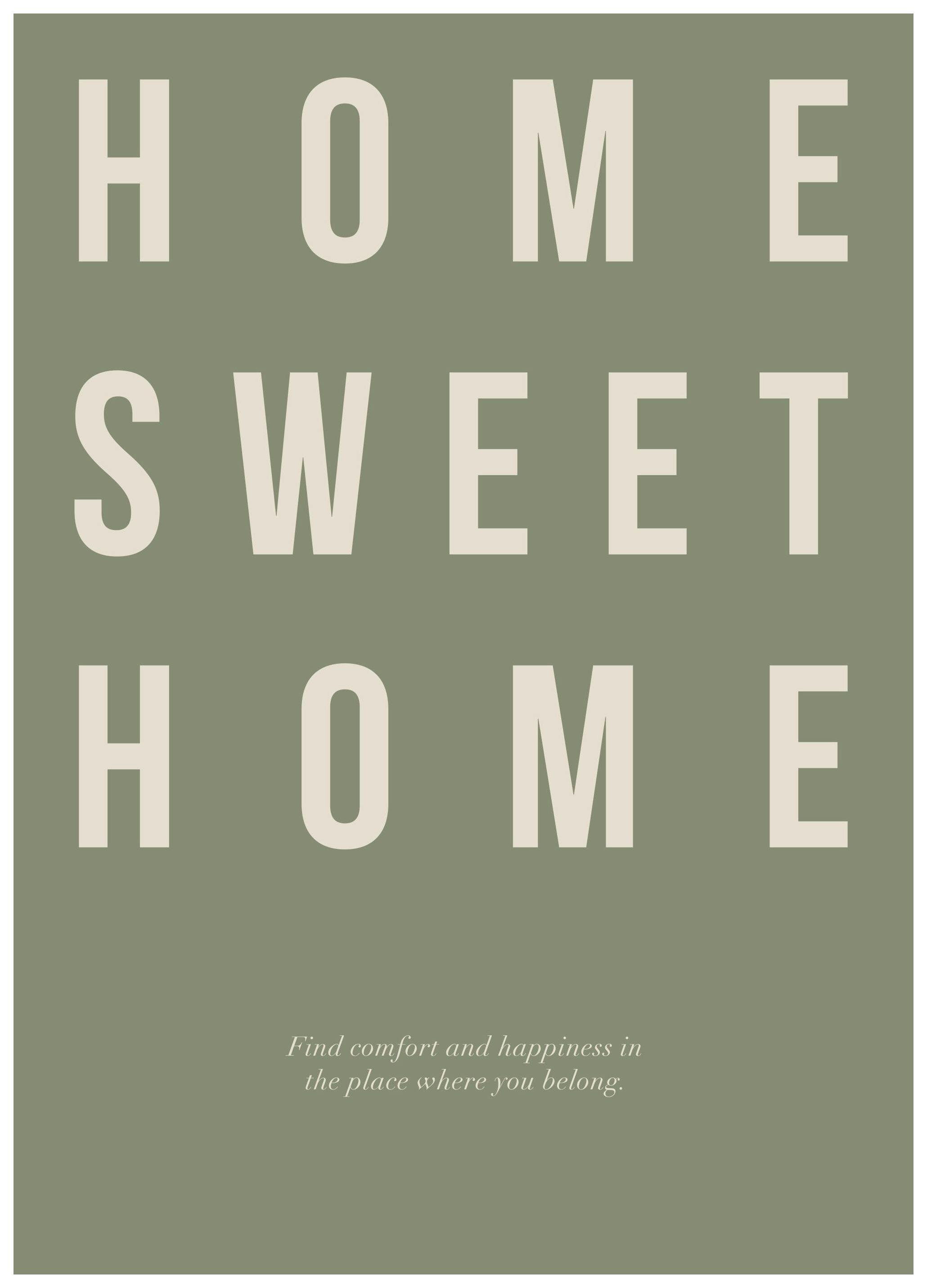 Home Sweet Home in Green Poster (50x70 cm) -  Typografie-Poster
