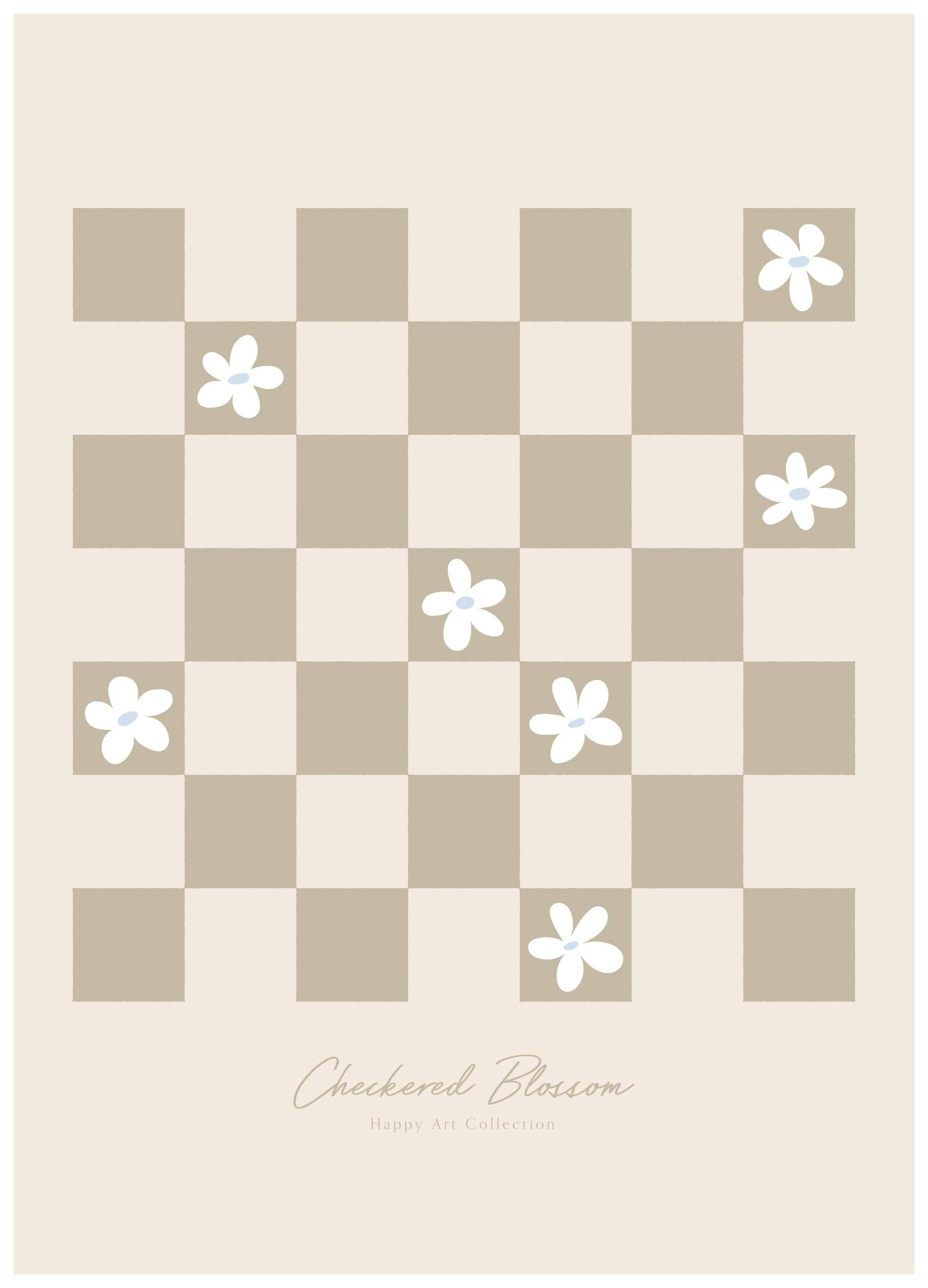 Prints - Checkered Blossom Print (50x70 cm) - Illustration prints