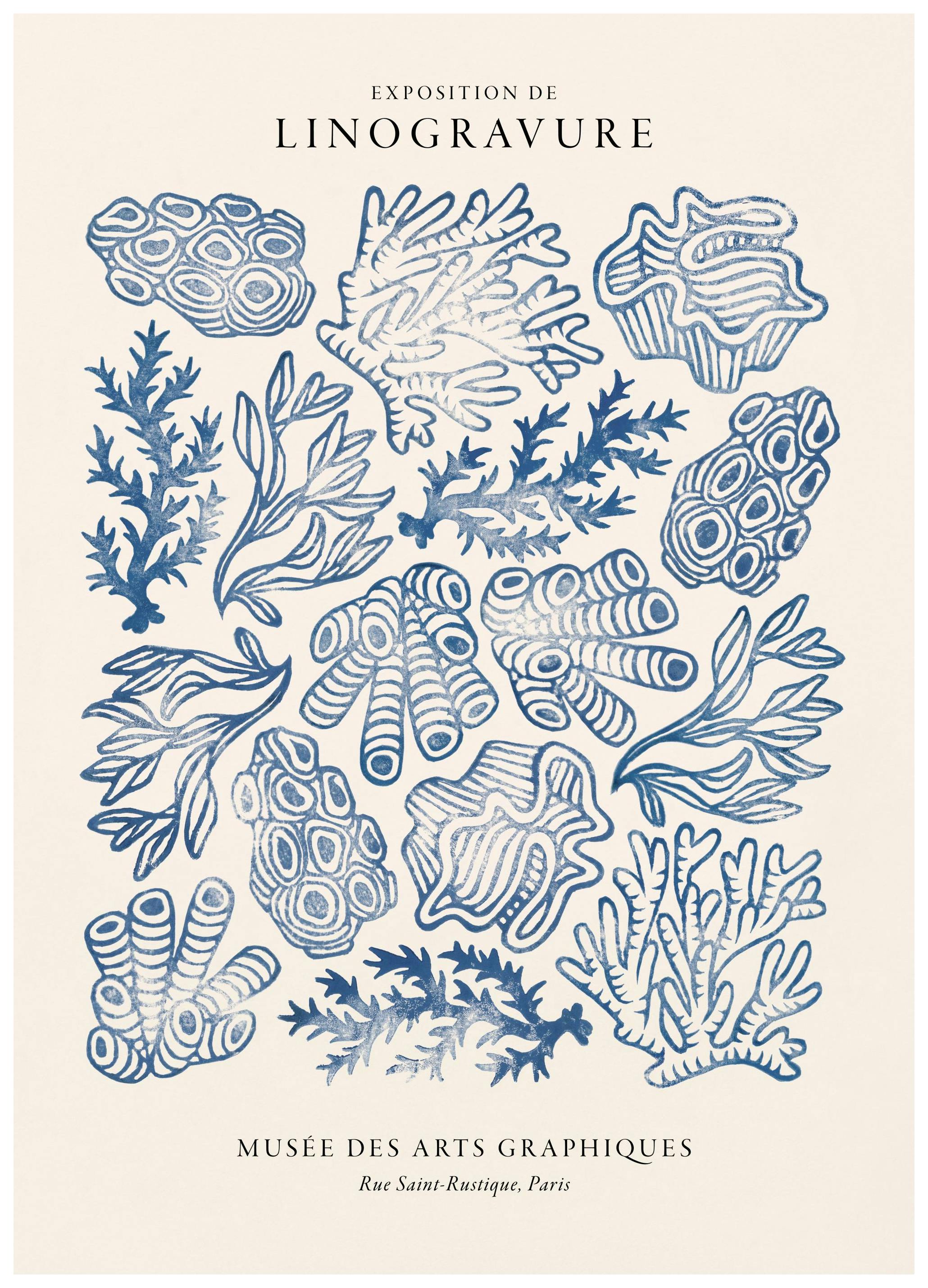 Linocut Corals Print (21x30 cm)