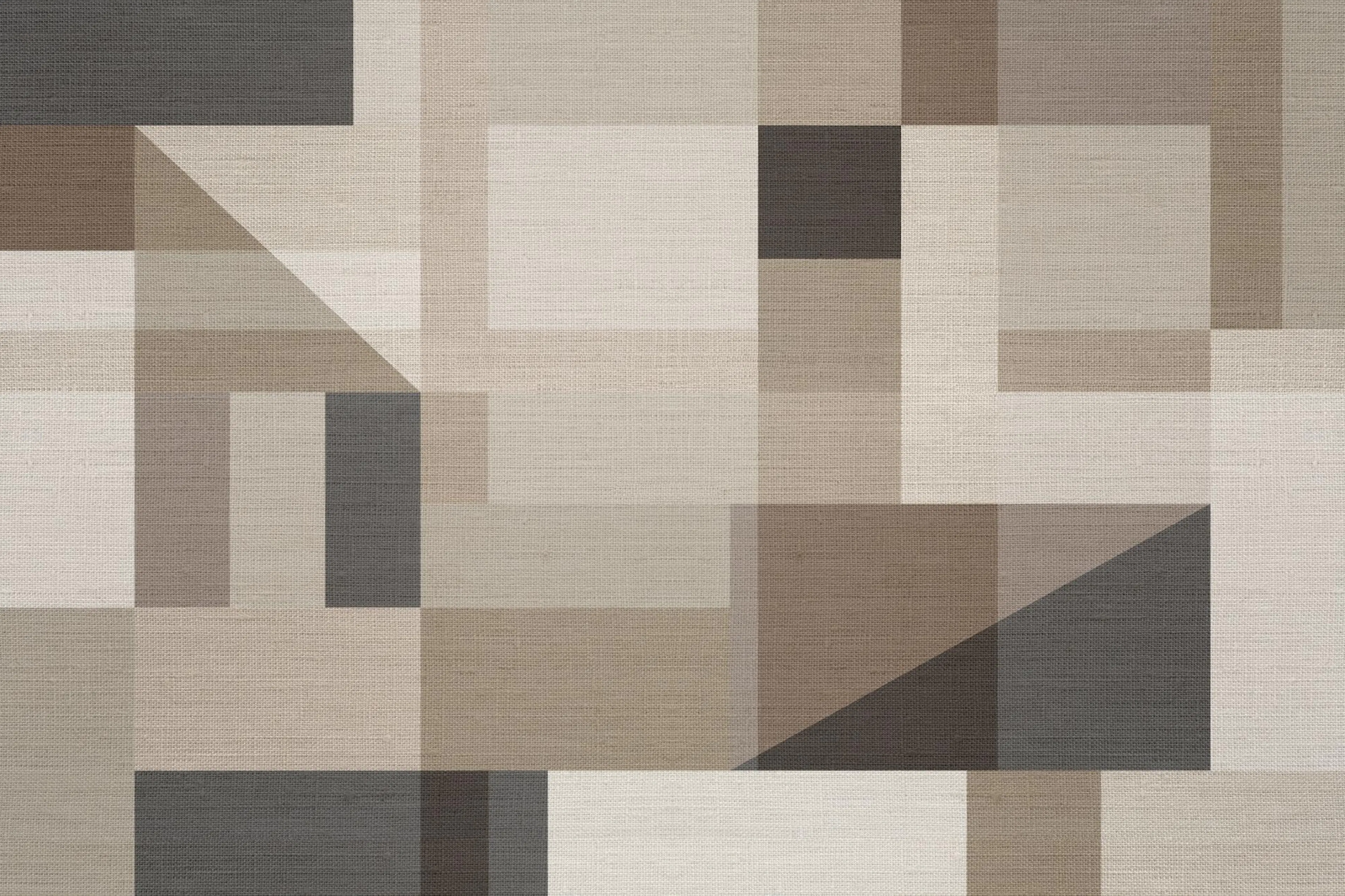 Linen Block Shapes No1 print, a minimalist geometric poster with textured fabric effect in neutral tones.