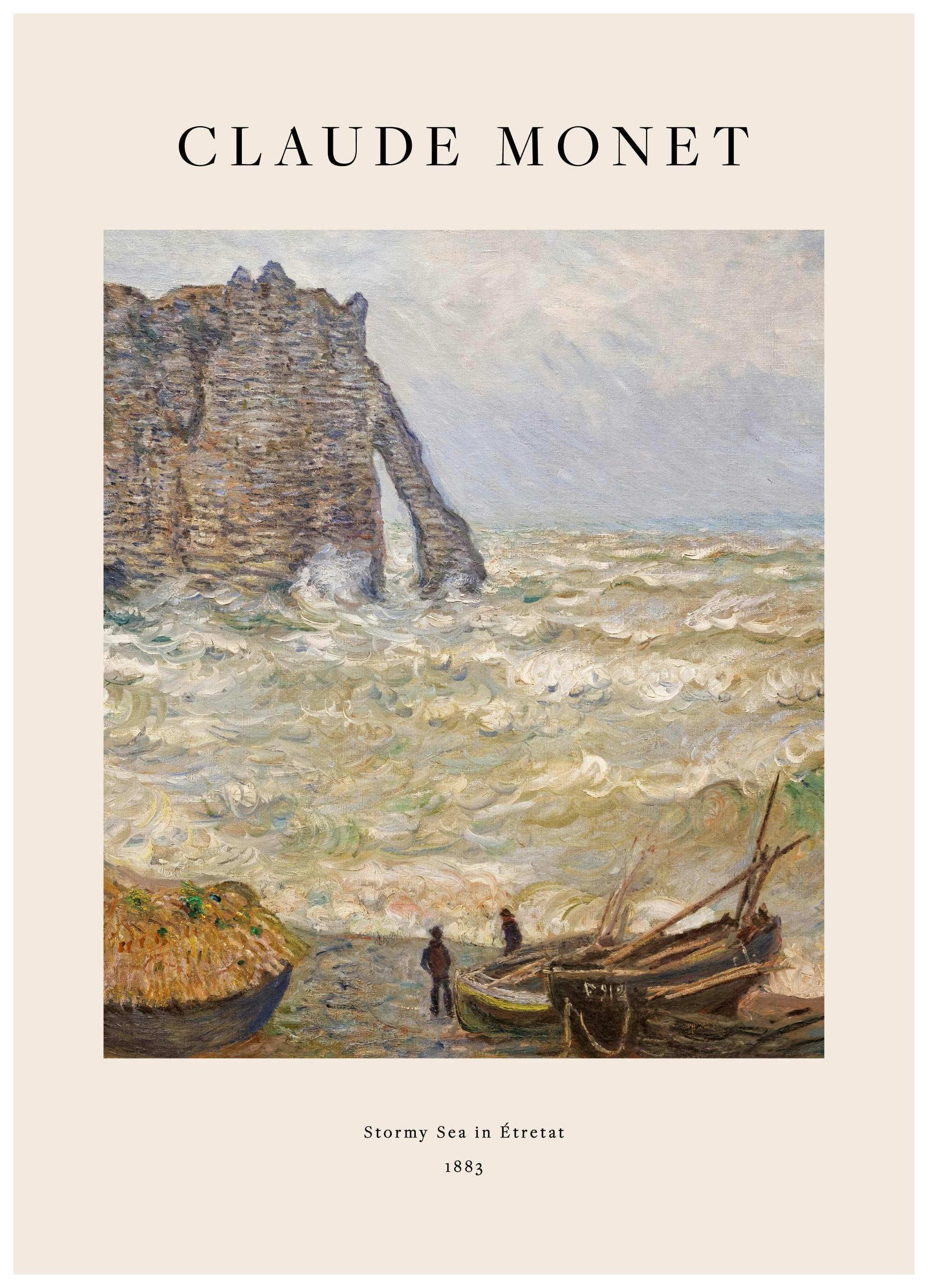 Monet - Stormy Sea in Ãtretat Poster (50x70 cm) - Monet Poster