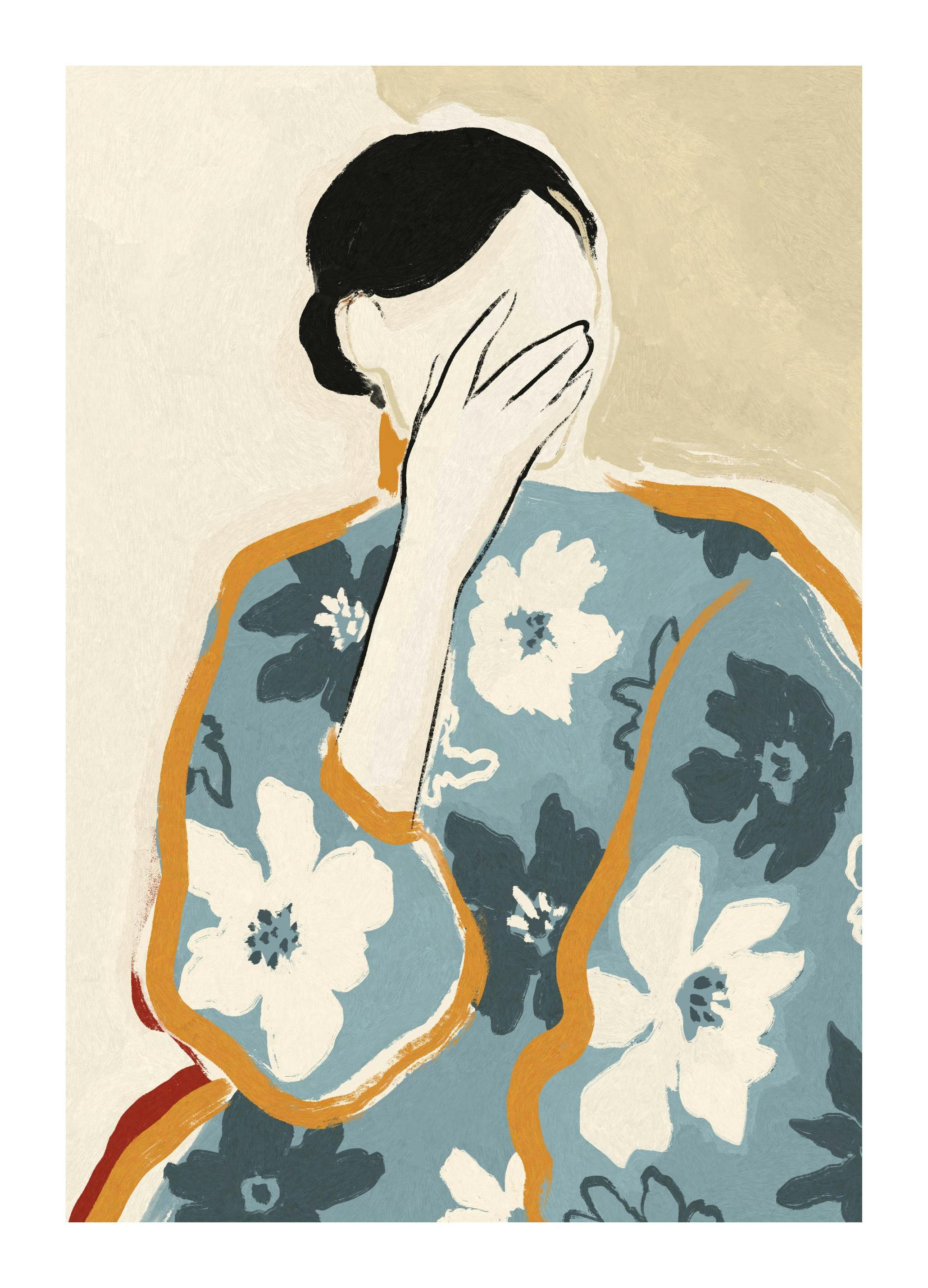 Woman in Floral Dress Poster (21x30 cm)- Ilustrações