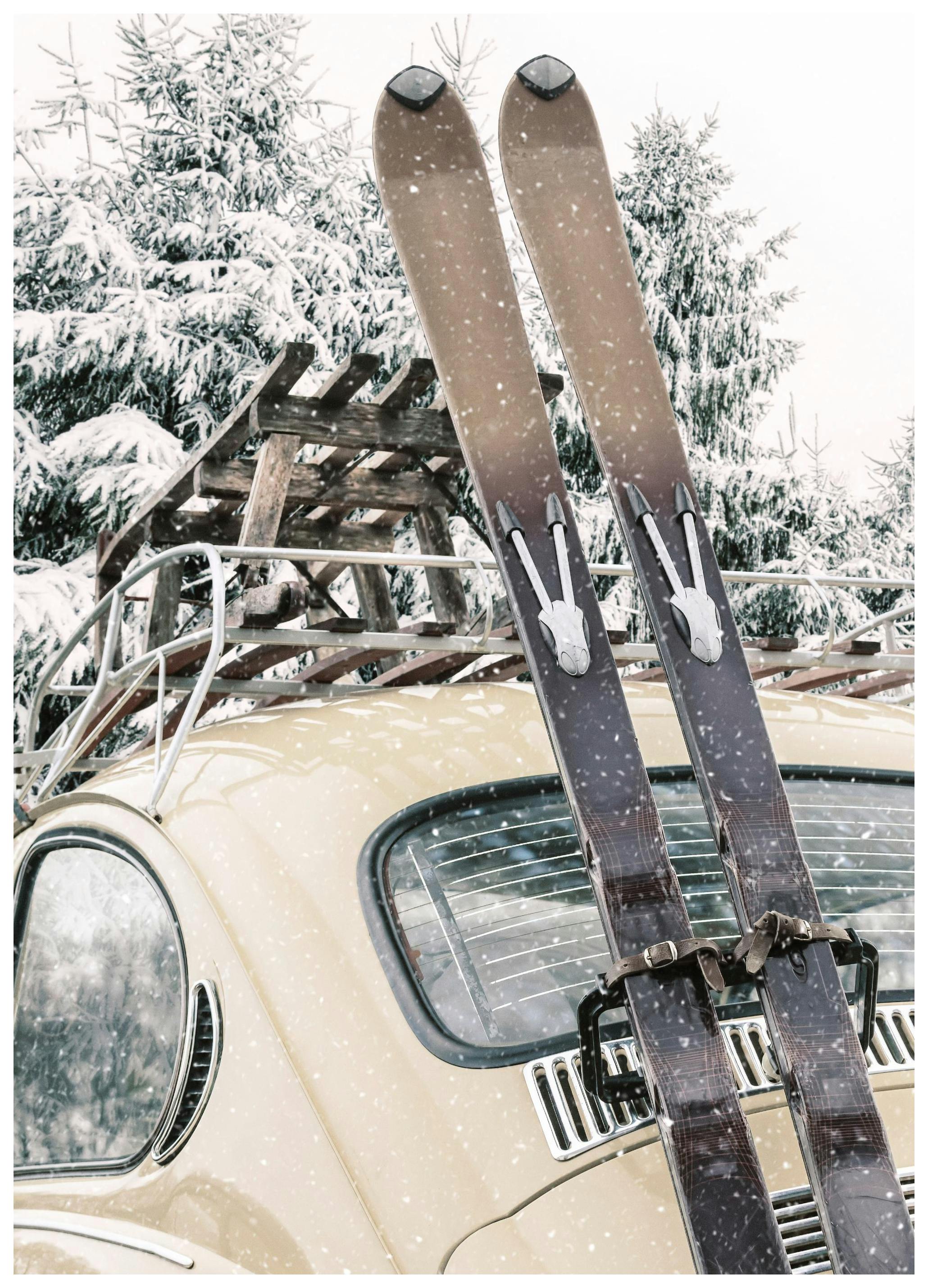 Skis and Snowfall Poster (50x70 cm) - Sport posters en prints