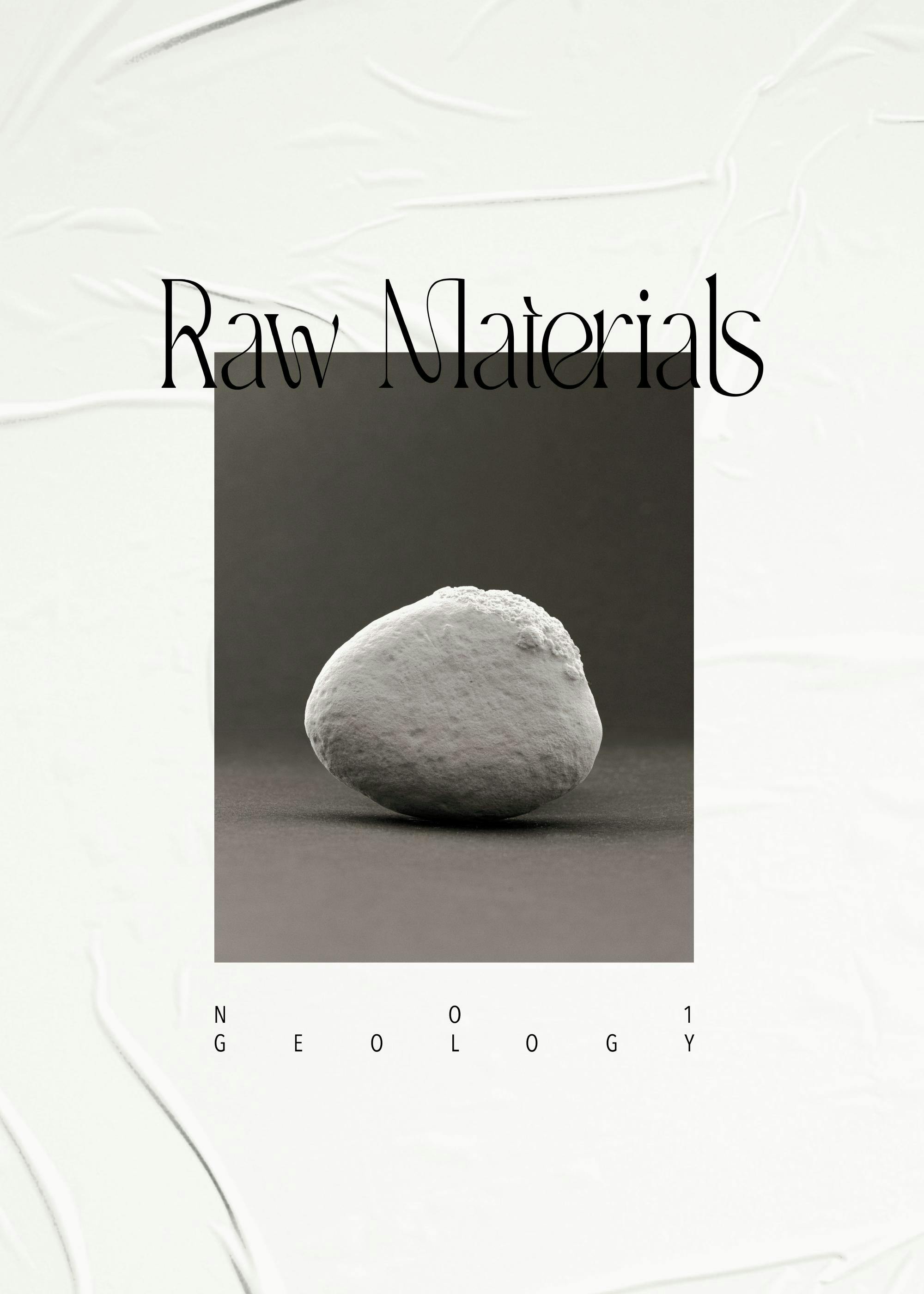 Πόστερ Γεωλογίας με ανοιχτό γκρι βράχο, σκούρο φόντο, Raw Materials, No 1 Geology
