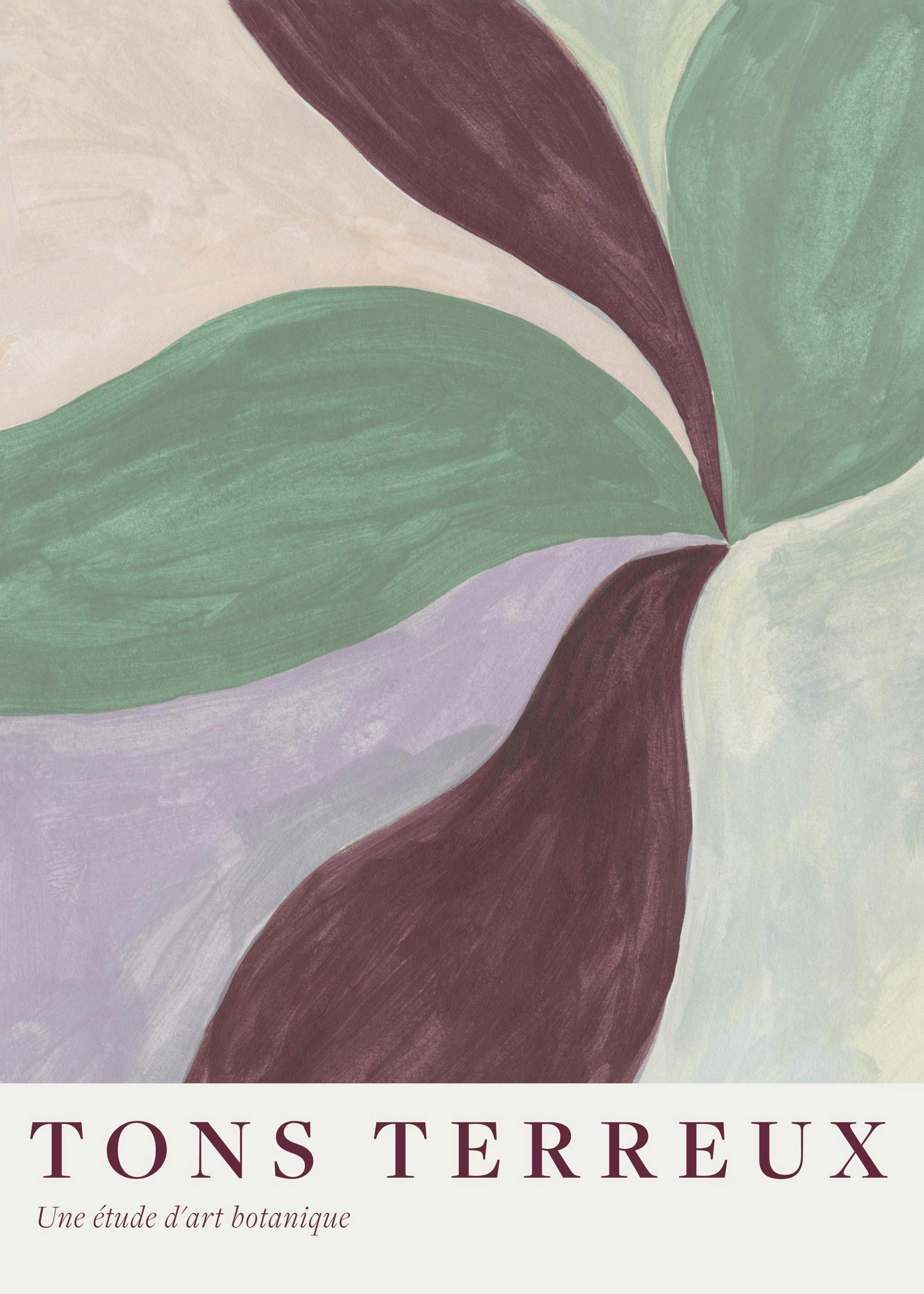 베이지색 배경에 흙색조의 추상적인 형태가 겹쳐진 질감 있는 페인팅 룩 포스터