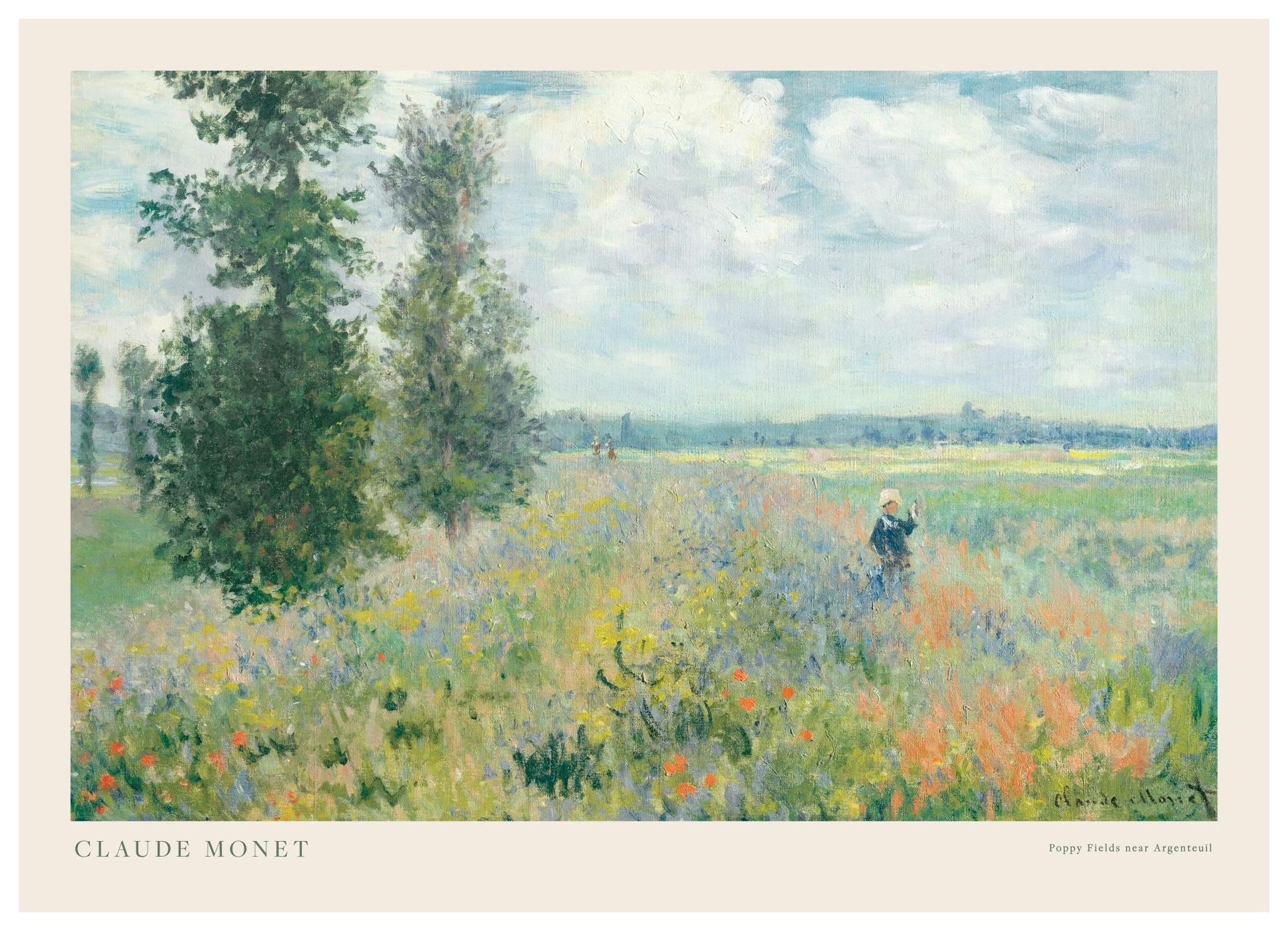 Monet - Poppy Fields Near Argenteuil Landscape Print (50x70 cm)- Monet Posters