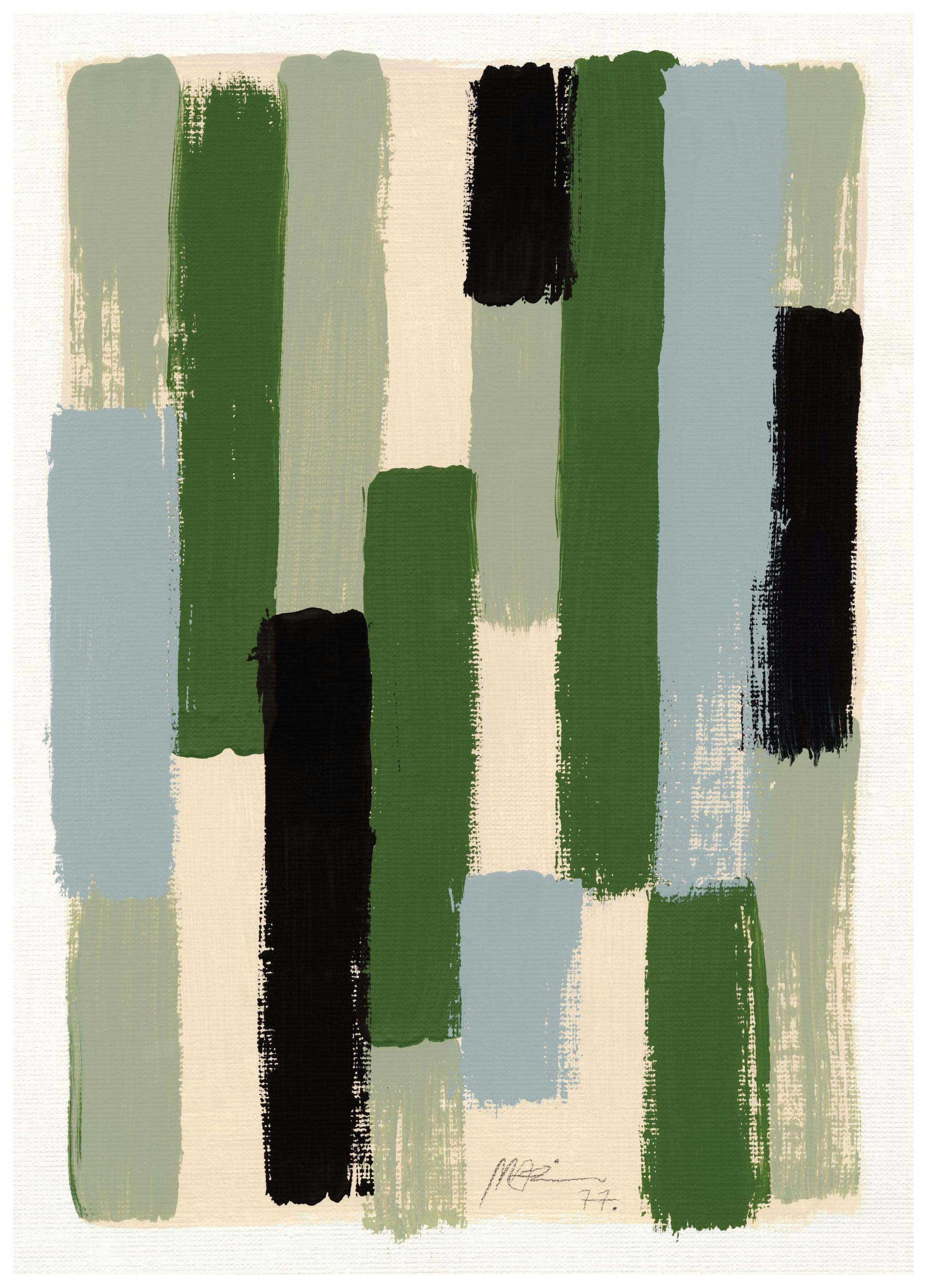Green Brush Strokes Print (50x70 cm)