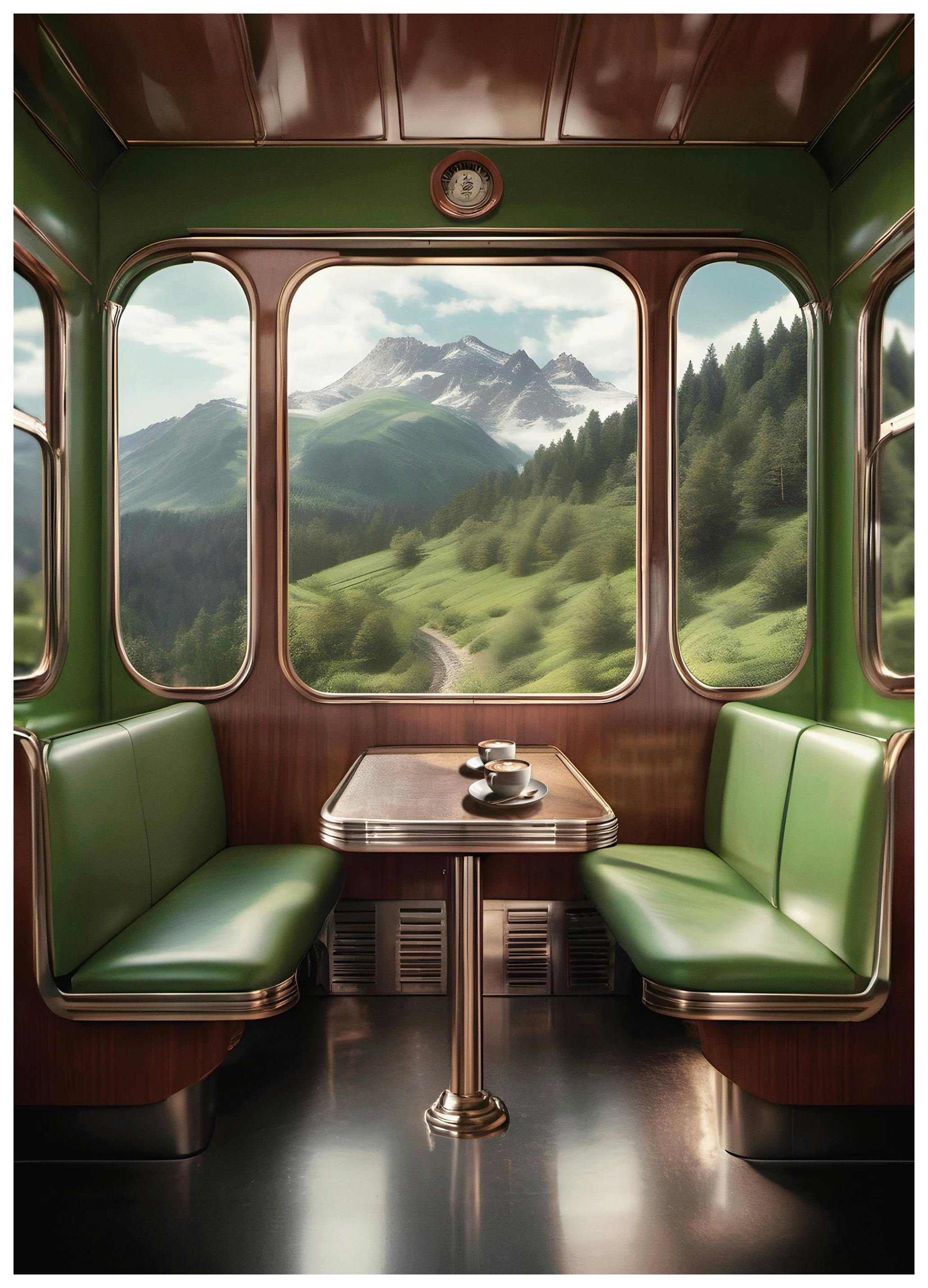 Retro Train View Poster (30x40 cm)