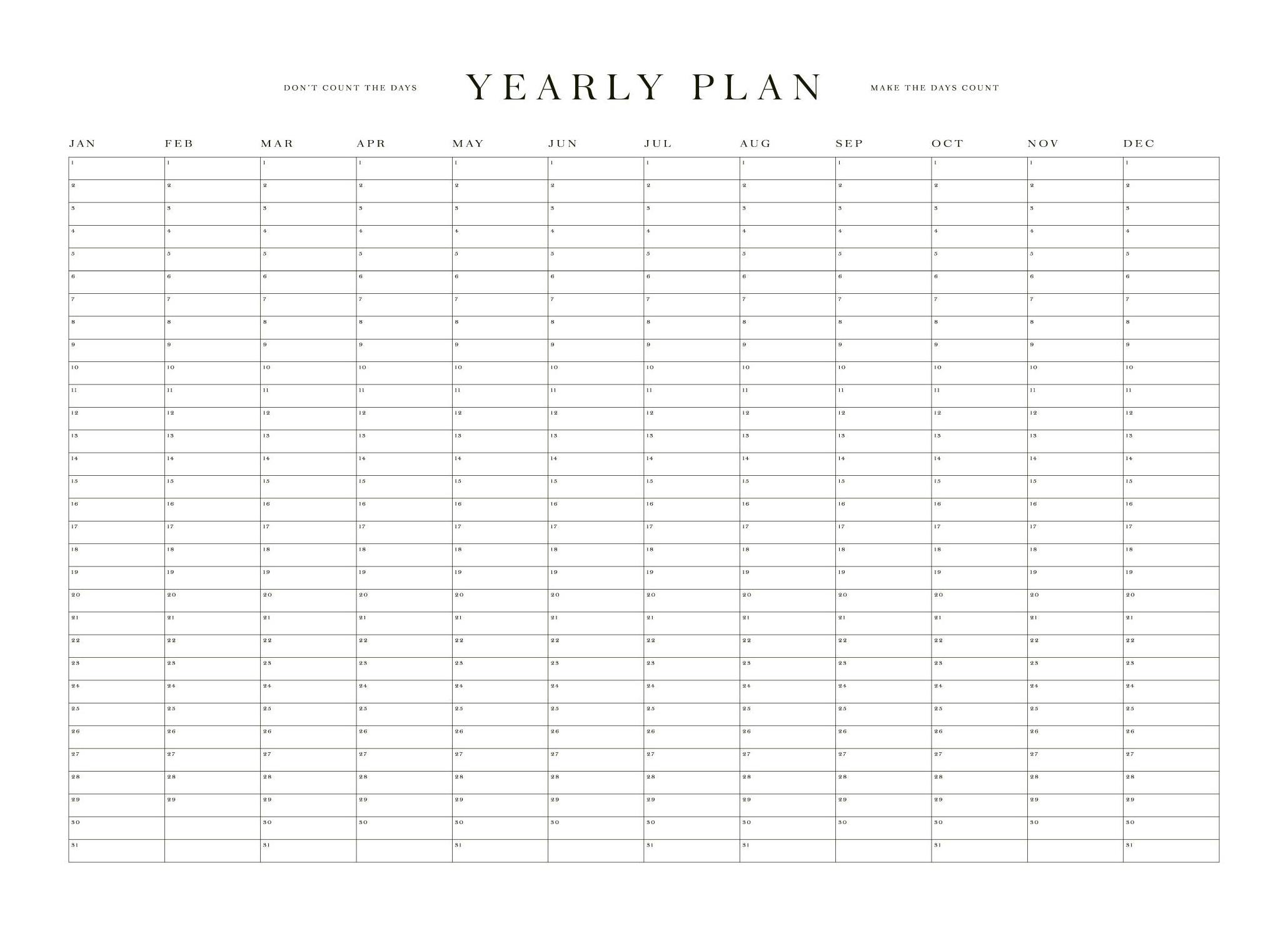 Väggkalender Yearly Planner Poster (50x70 cm)