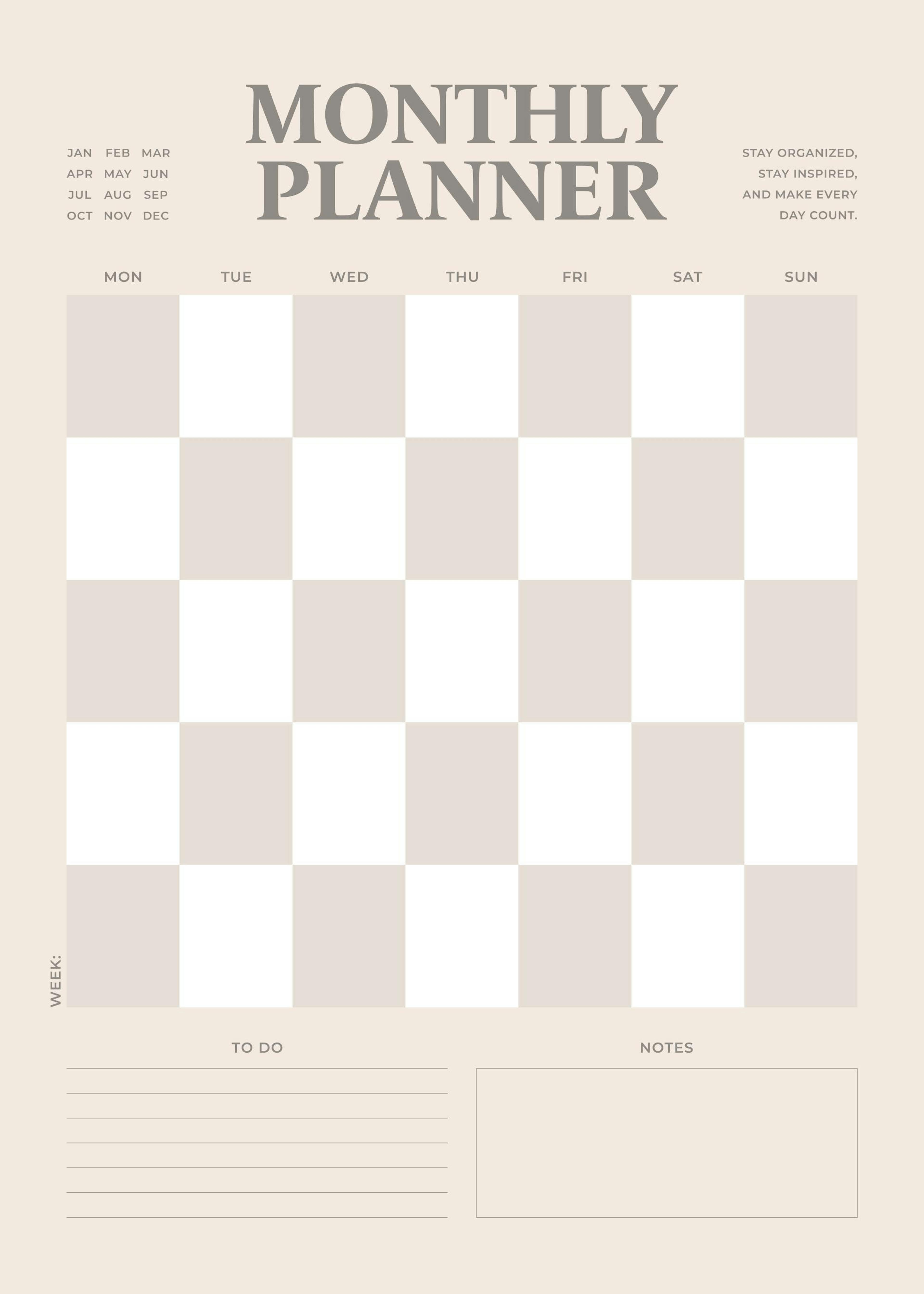 Monthly Planner Checkered Poster 0