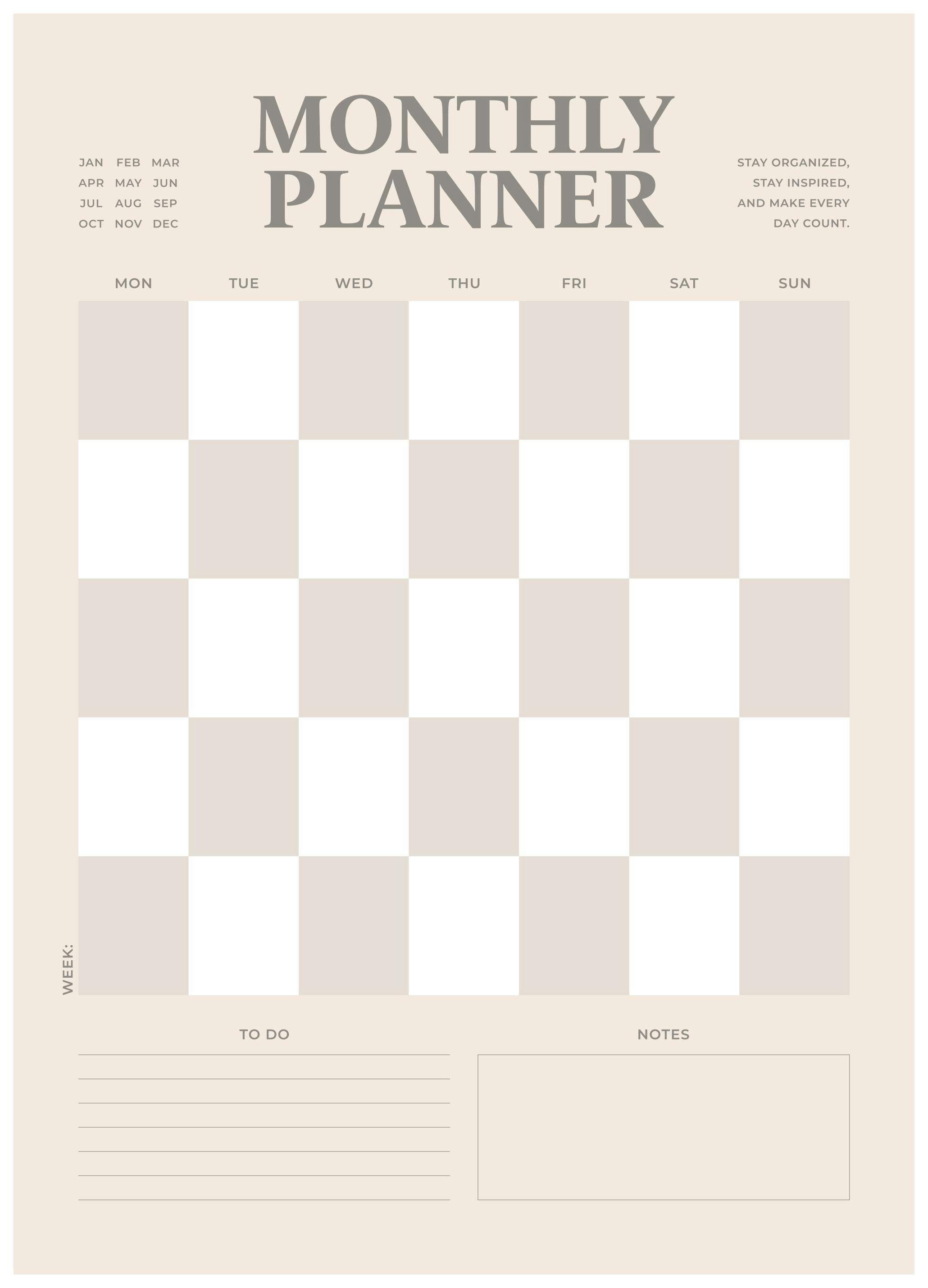 Väggkalender Monthly Planner Checkered Poster (50x70 cm)