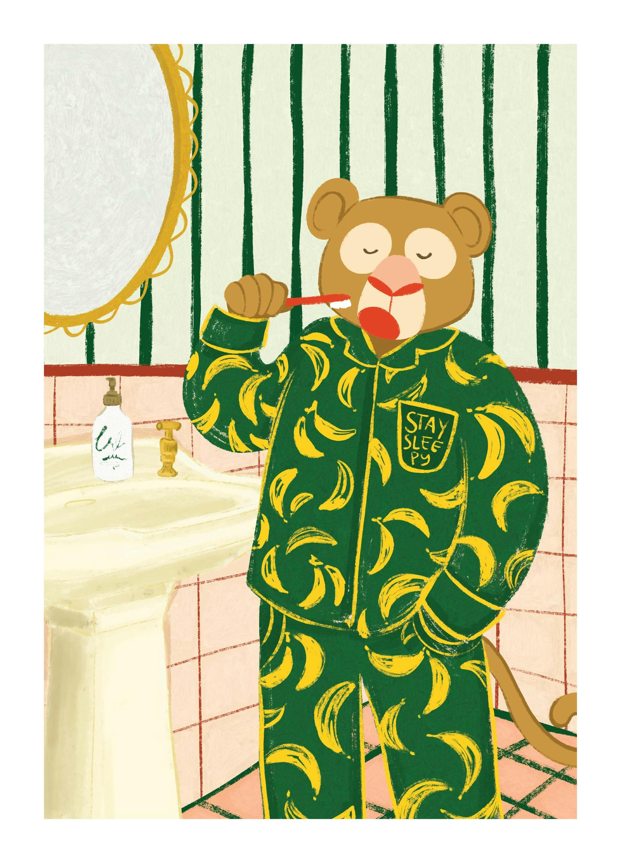 Stay Sleepy Affiche (21x30 cm) - Animaux illustrés