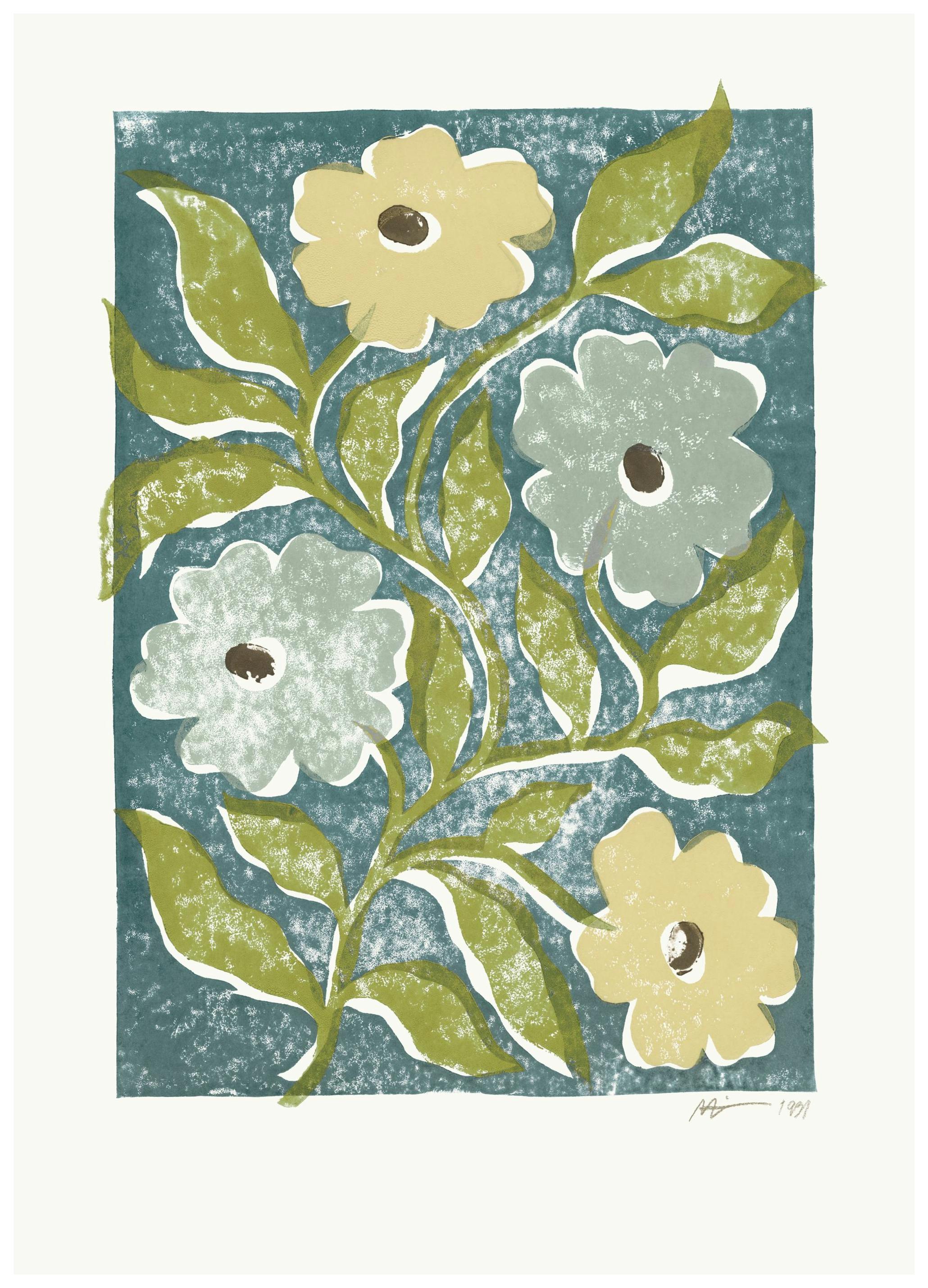 Linocut Flowers Affiche (30x40 cm) - Affiches de peintures