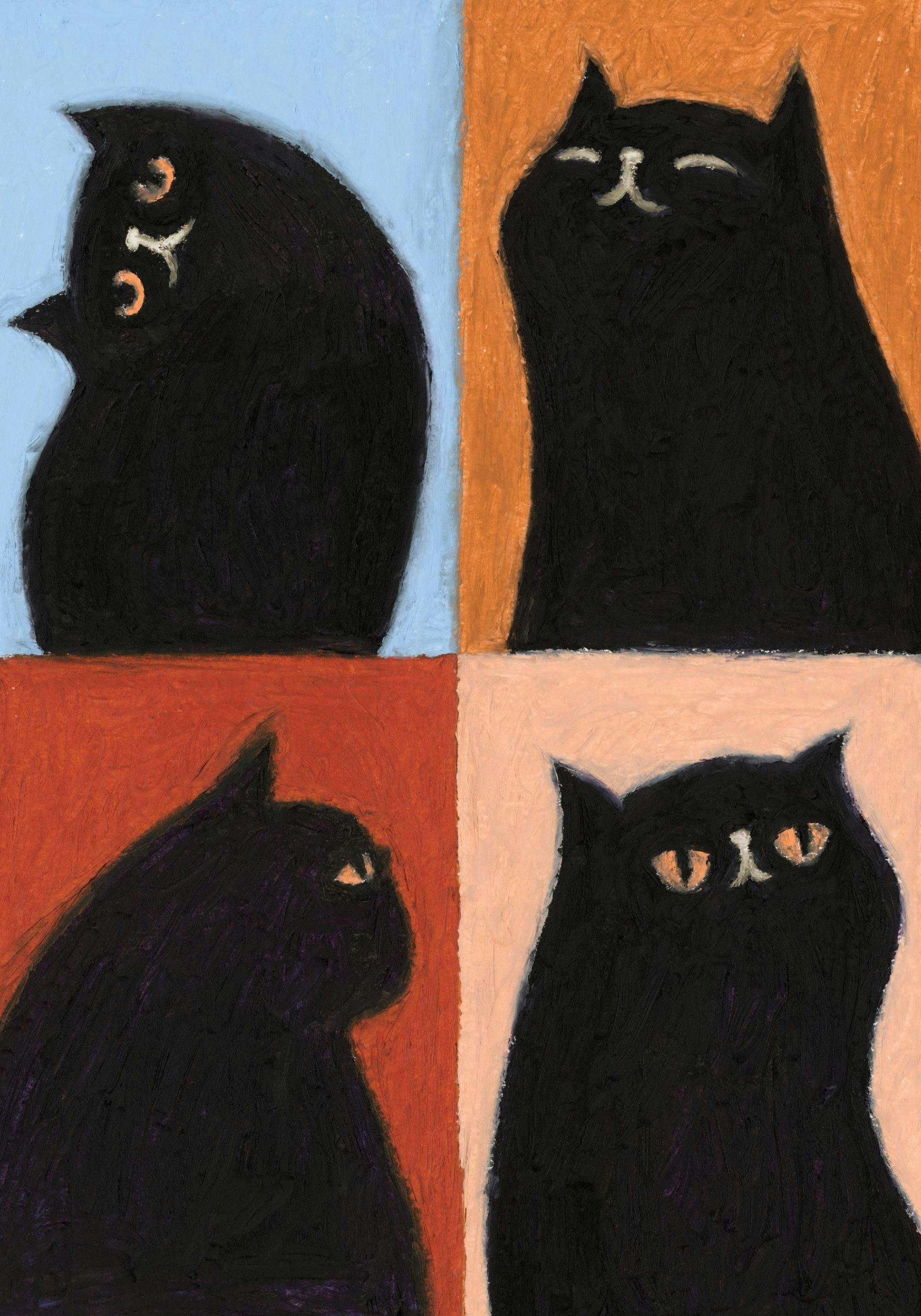 Black Cat Quadrant Print - Main Image