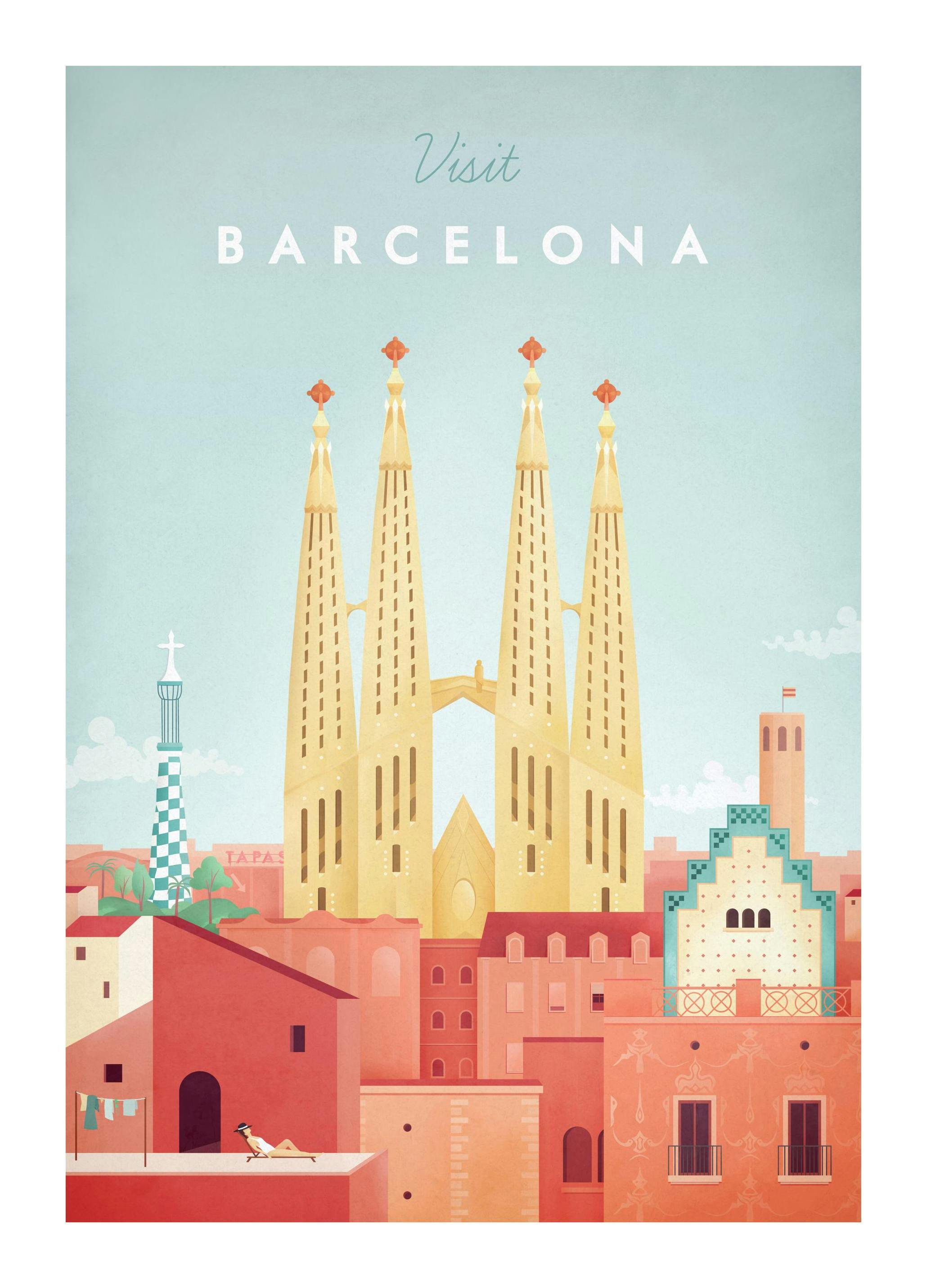 Henry Rivers - Barcelona Travel Print (30x40 cm)