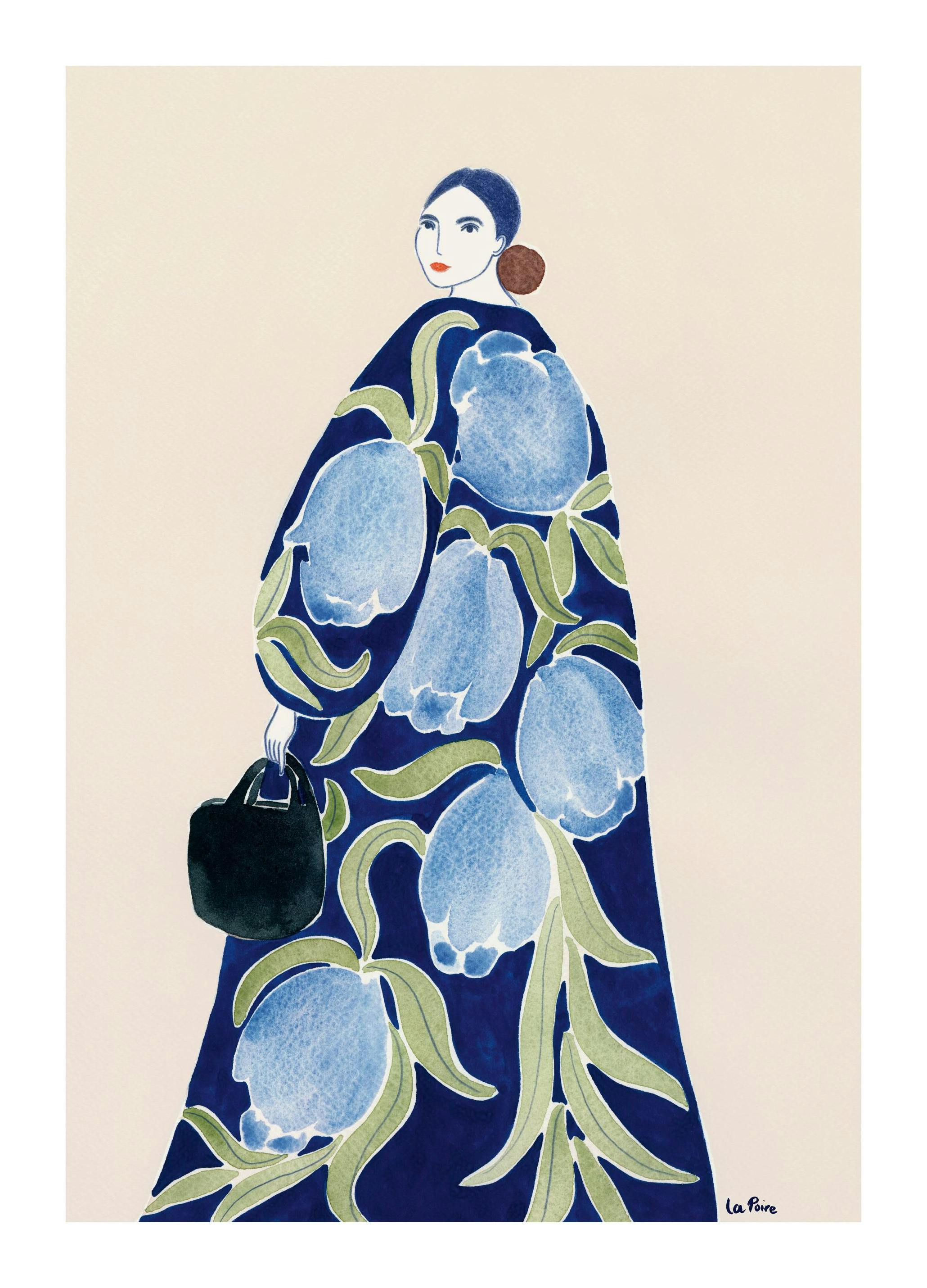 La Poire - Turquoise Coat Print (30x40 cm)