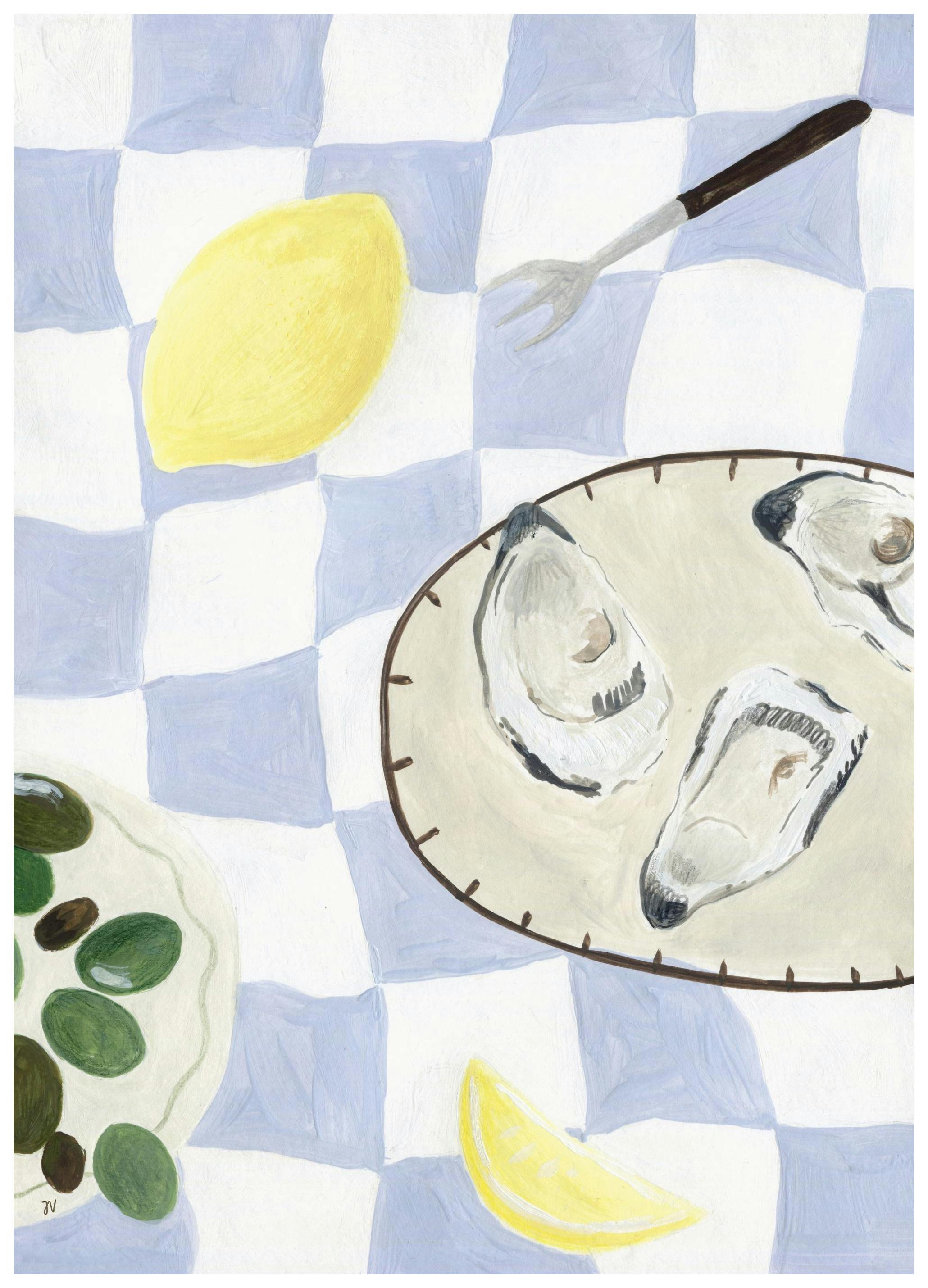 Isabelle Vandeplassche - Oysters and Olives Poster (21x30 cm)
