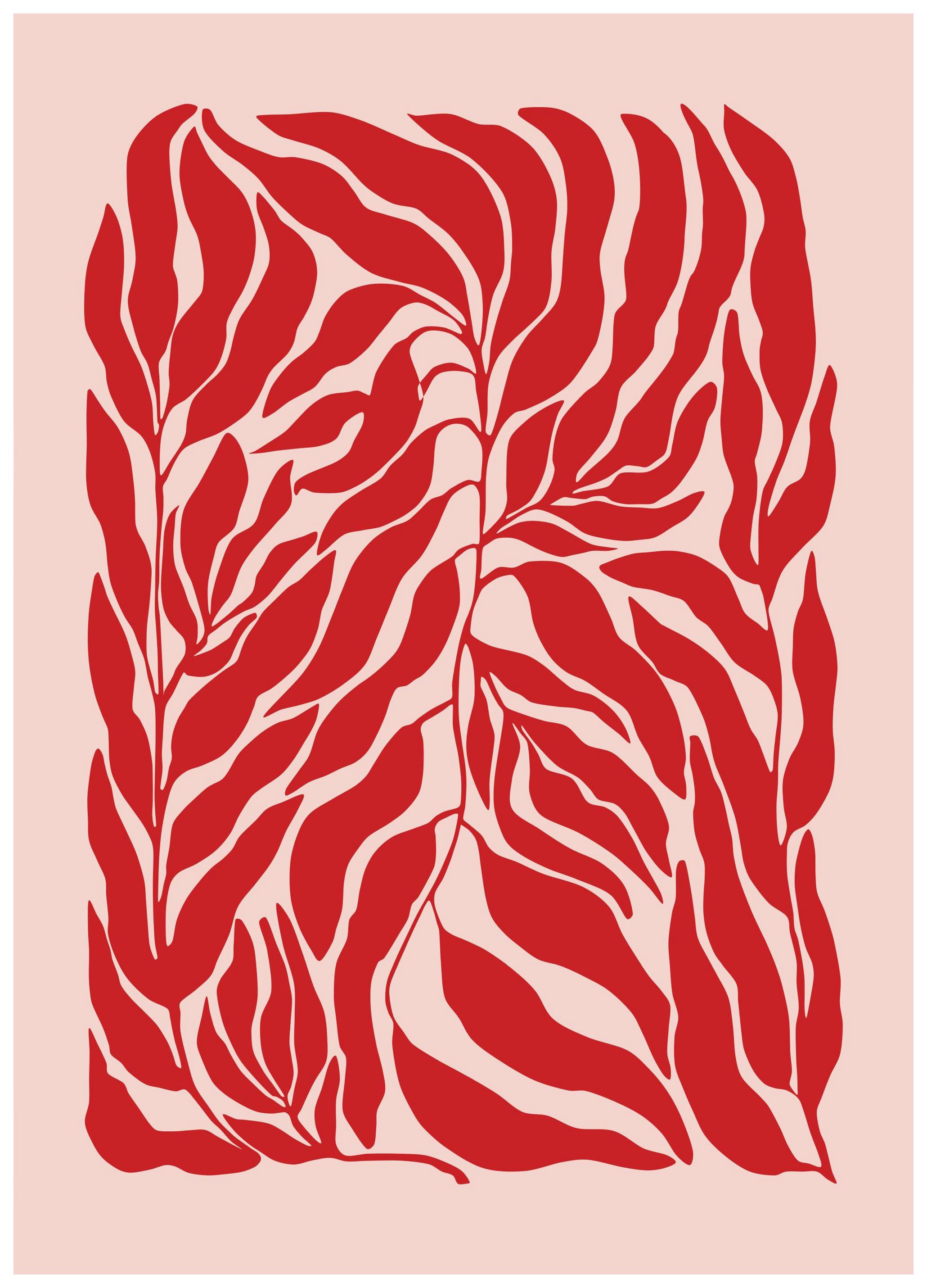 The Print Republic - Red & Pink Botanical Poster (30x40 cm)