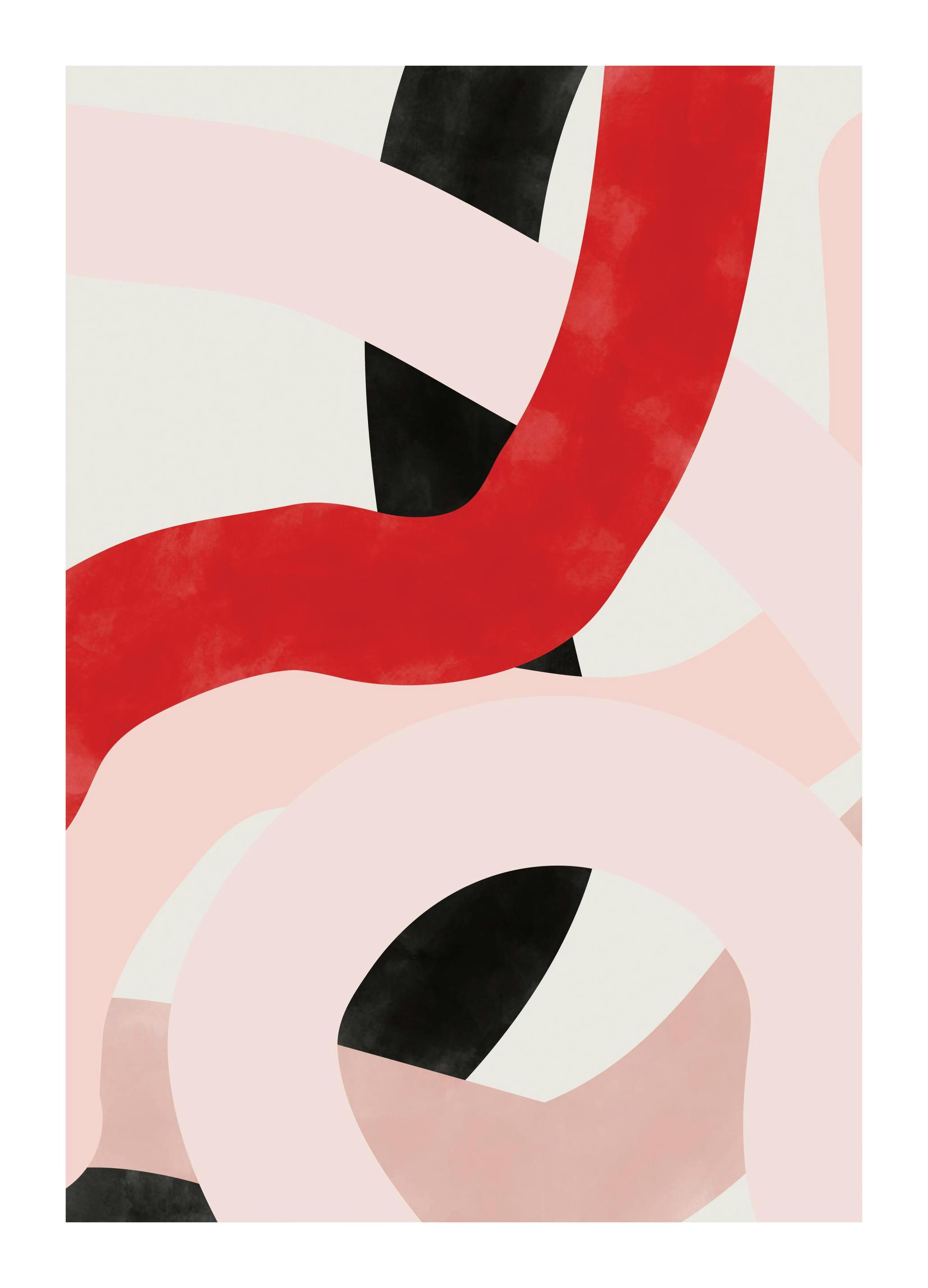 The Print Republic - Red & Pink Abstract Shapes Plakat (50x70 cm)