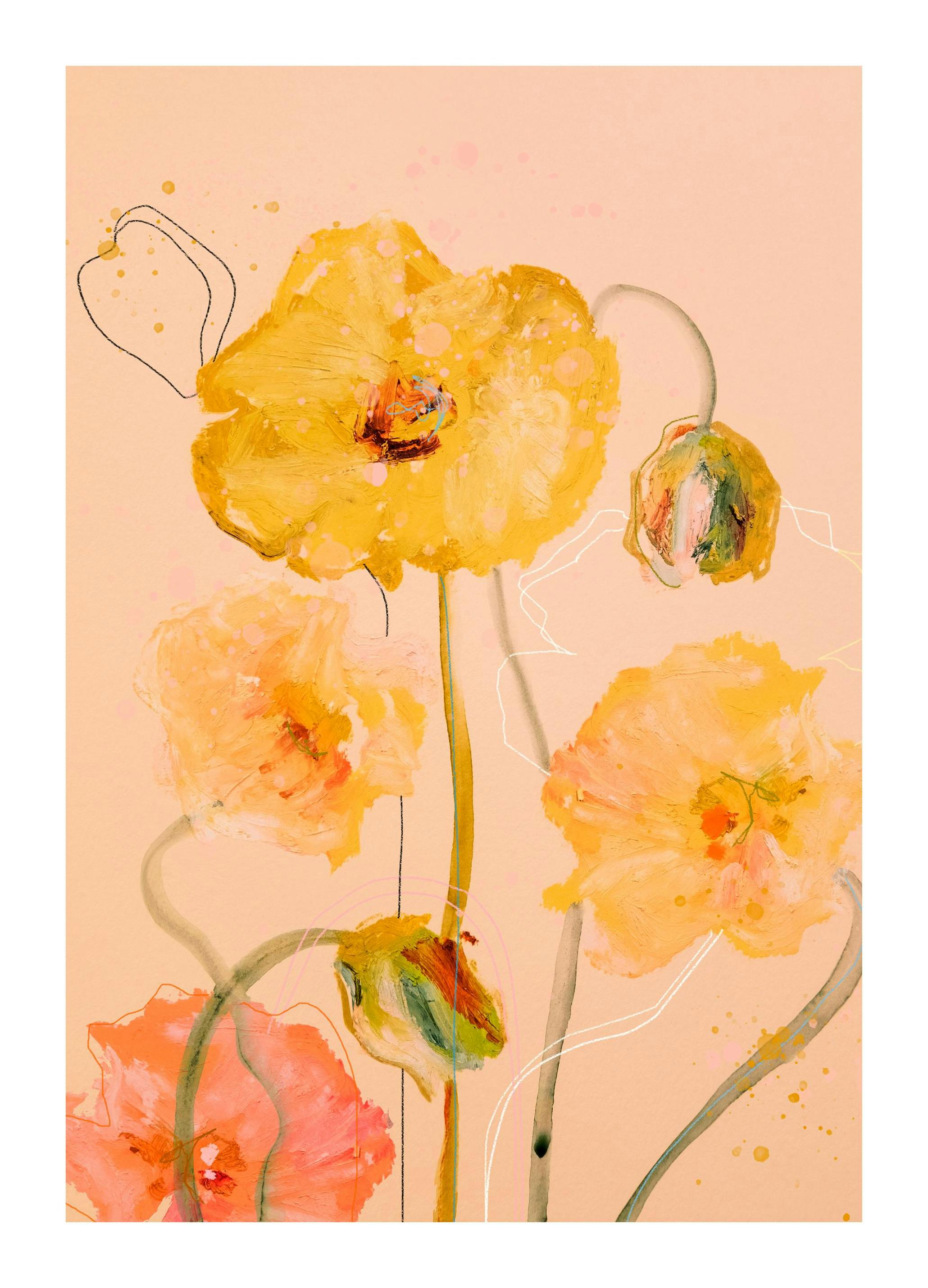 Leigh Viner - Poppy Peach Poster (30x40 cm)- Leigh Viner