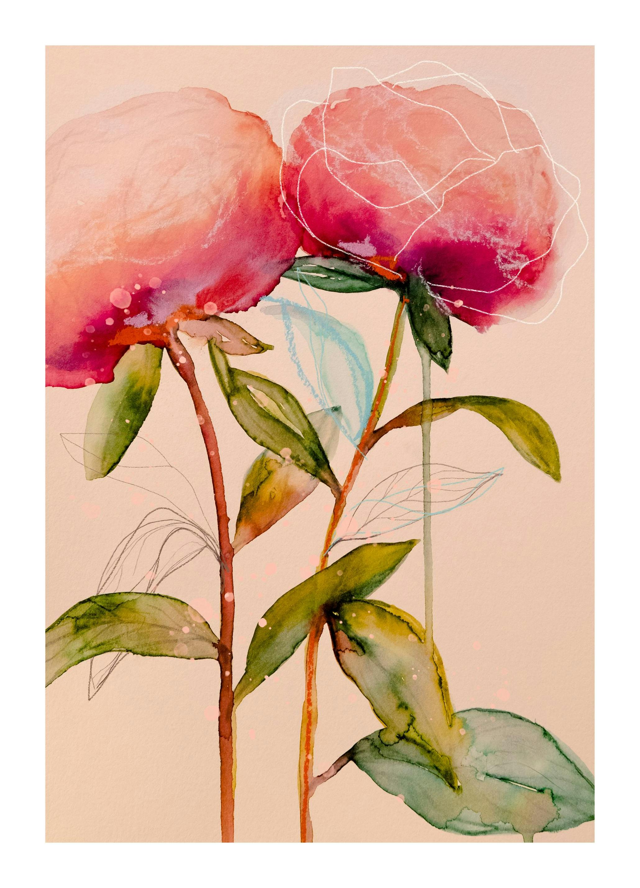 Leigh Viner - Artsy Peonies No2 Poster (50x70 cm)