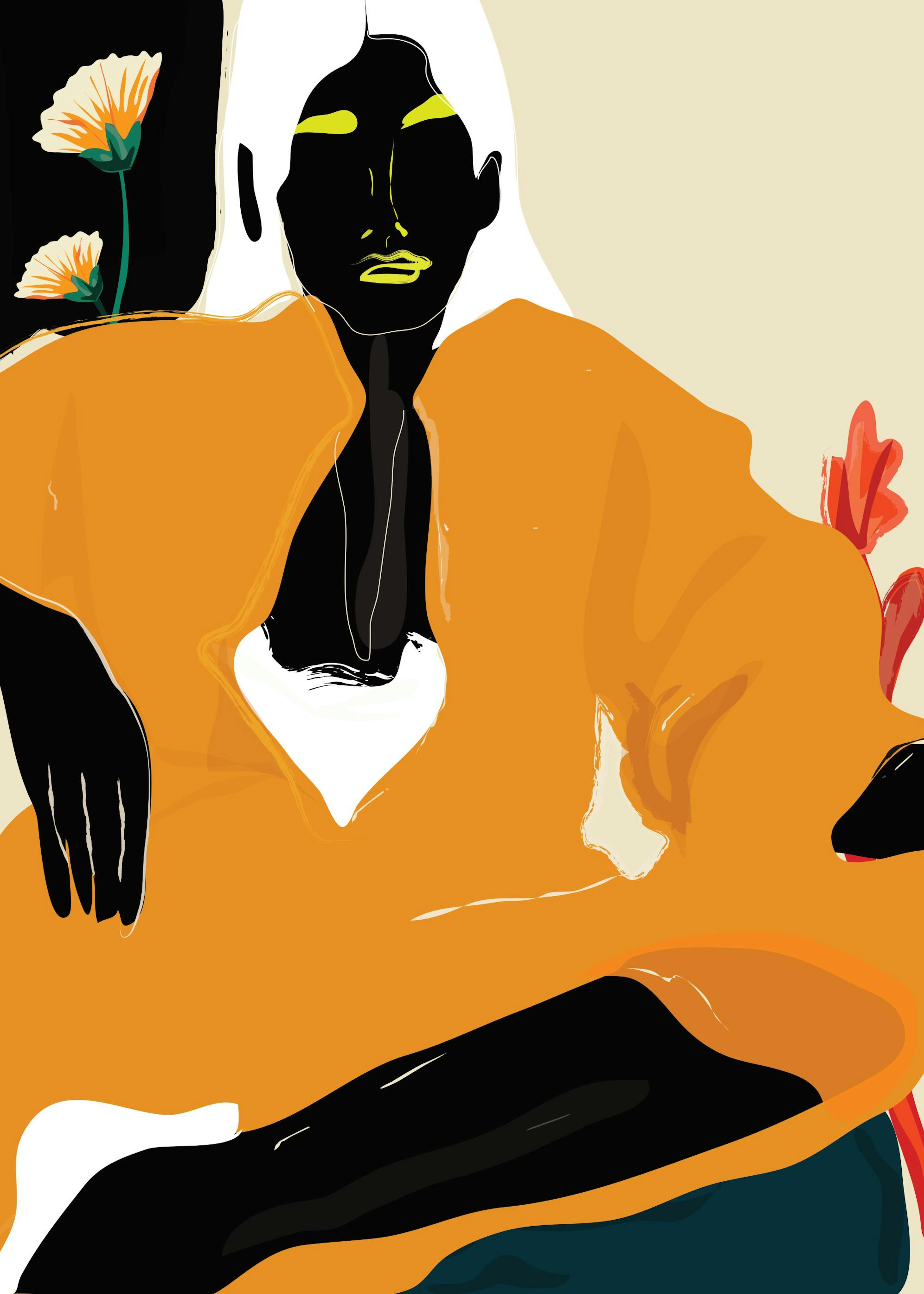 Rachel Joanis - Orange Dress Print 0