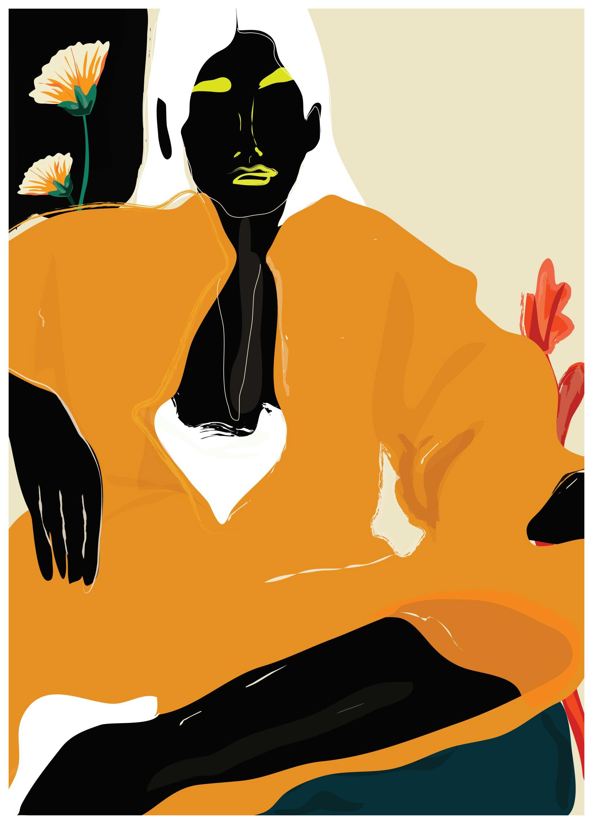 Rachel Joanis - Orange Dress Poster (30x40 cm)