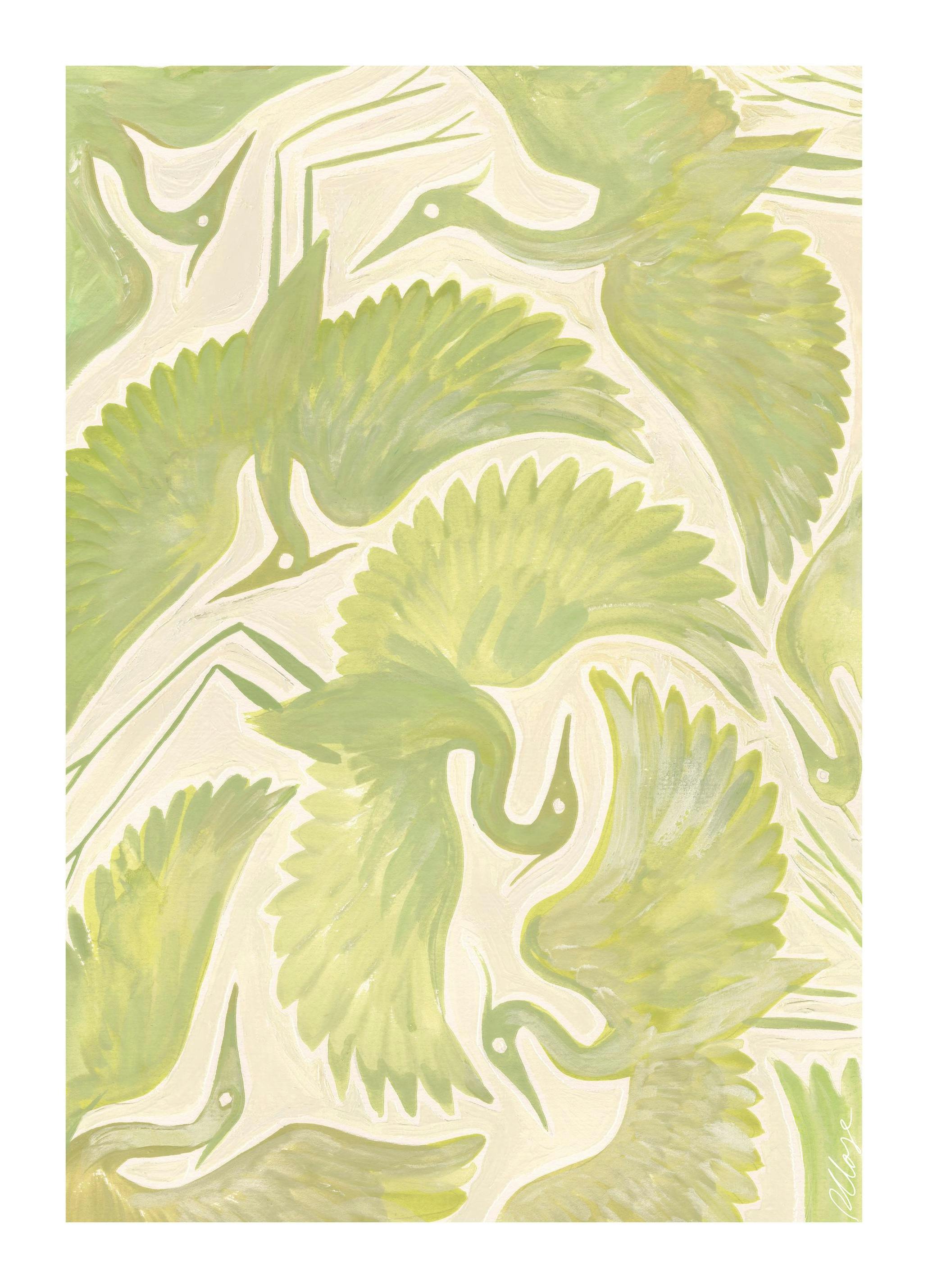 Rosanna Corfe - Green Herons Print (30x40 cm)