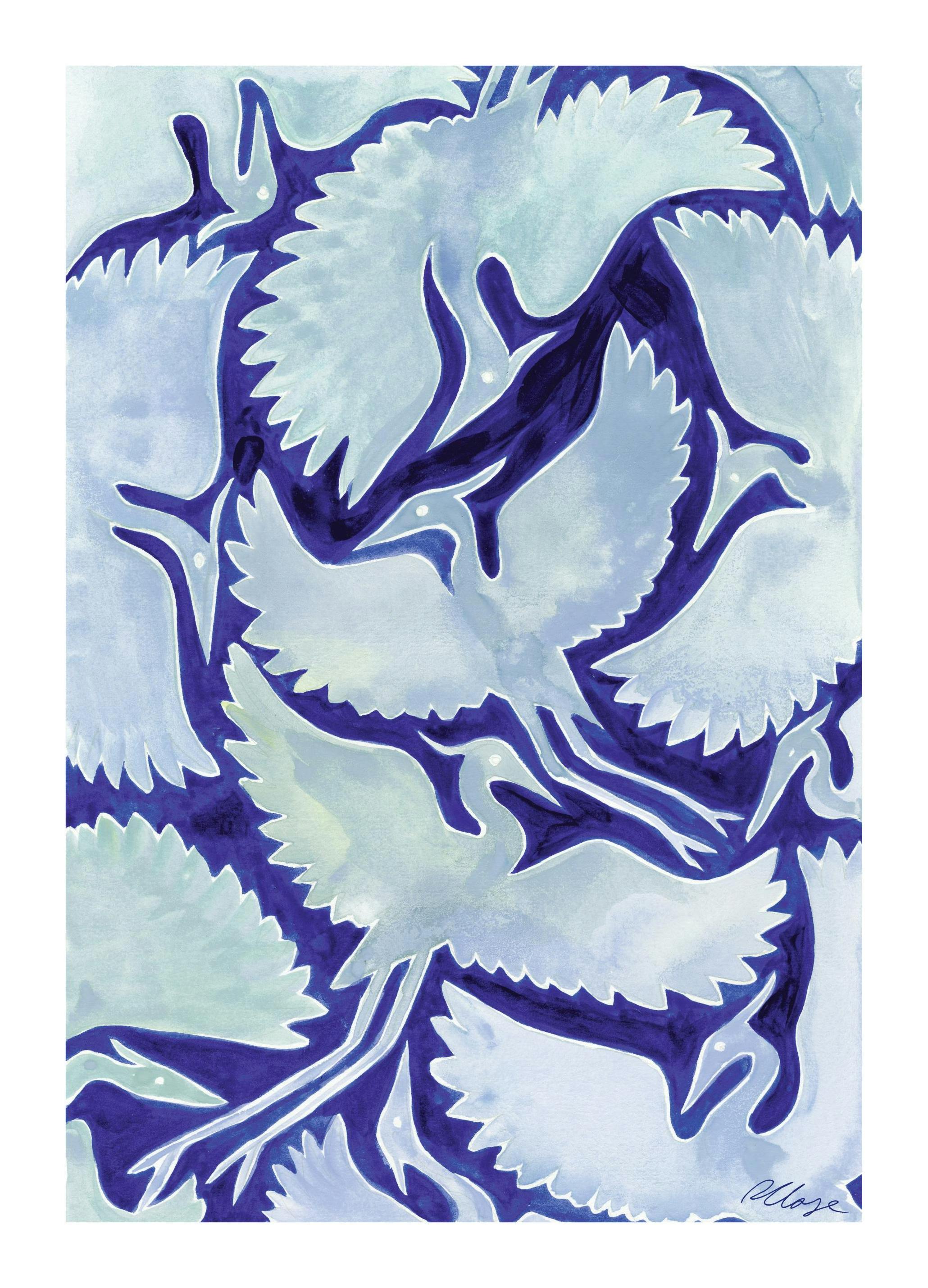 Rosanna Corfe - Blue Herons Print (30x40 cm)